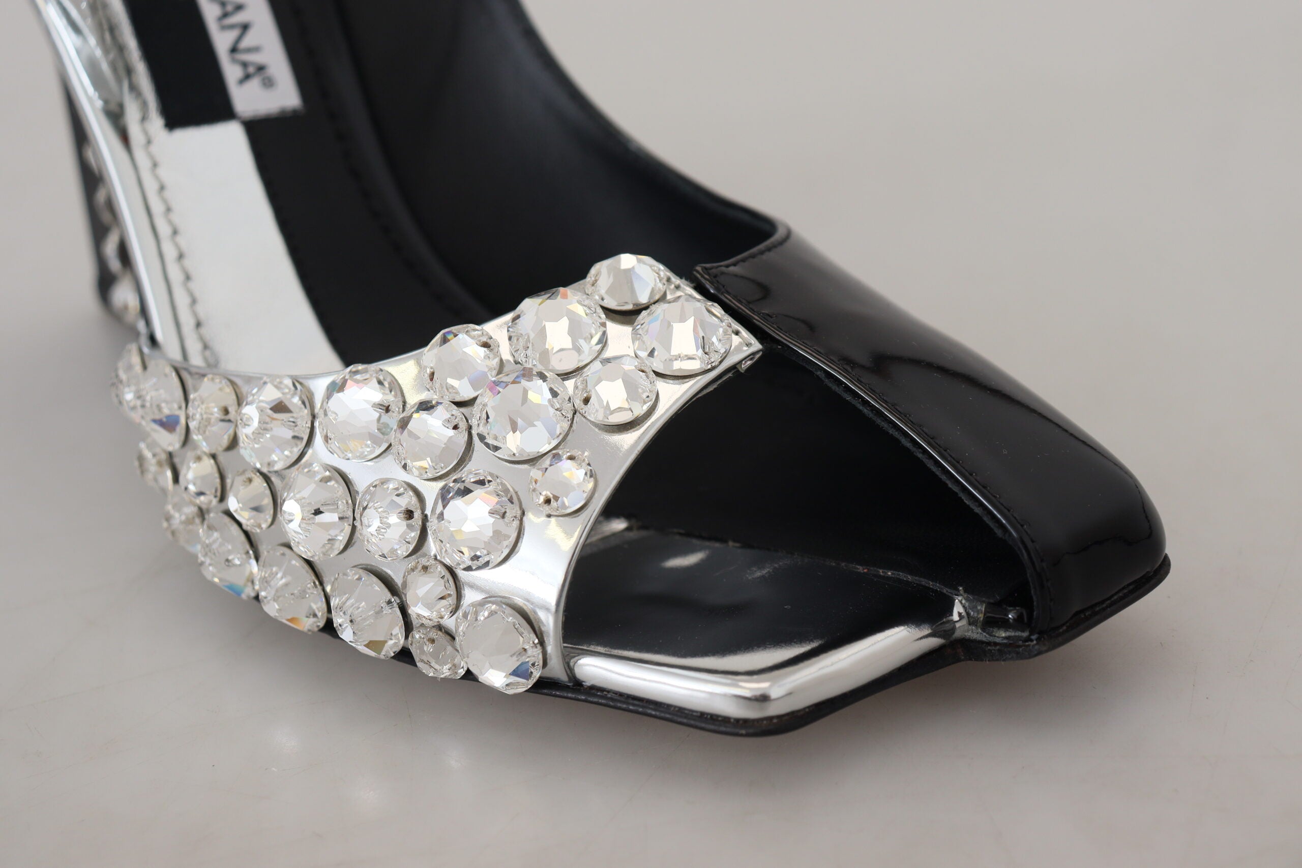 Dolce & Gabbana Black Silver Crystal Double Design High Heels Shoes - DEA STILOSA MILANO