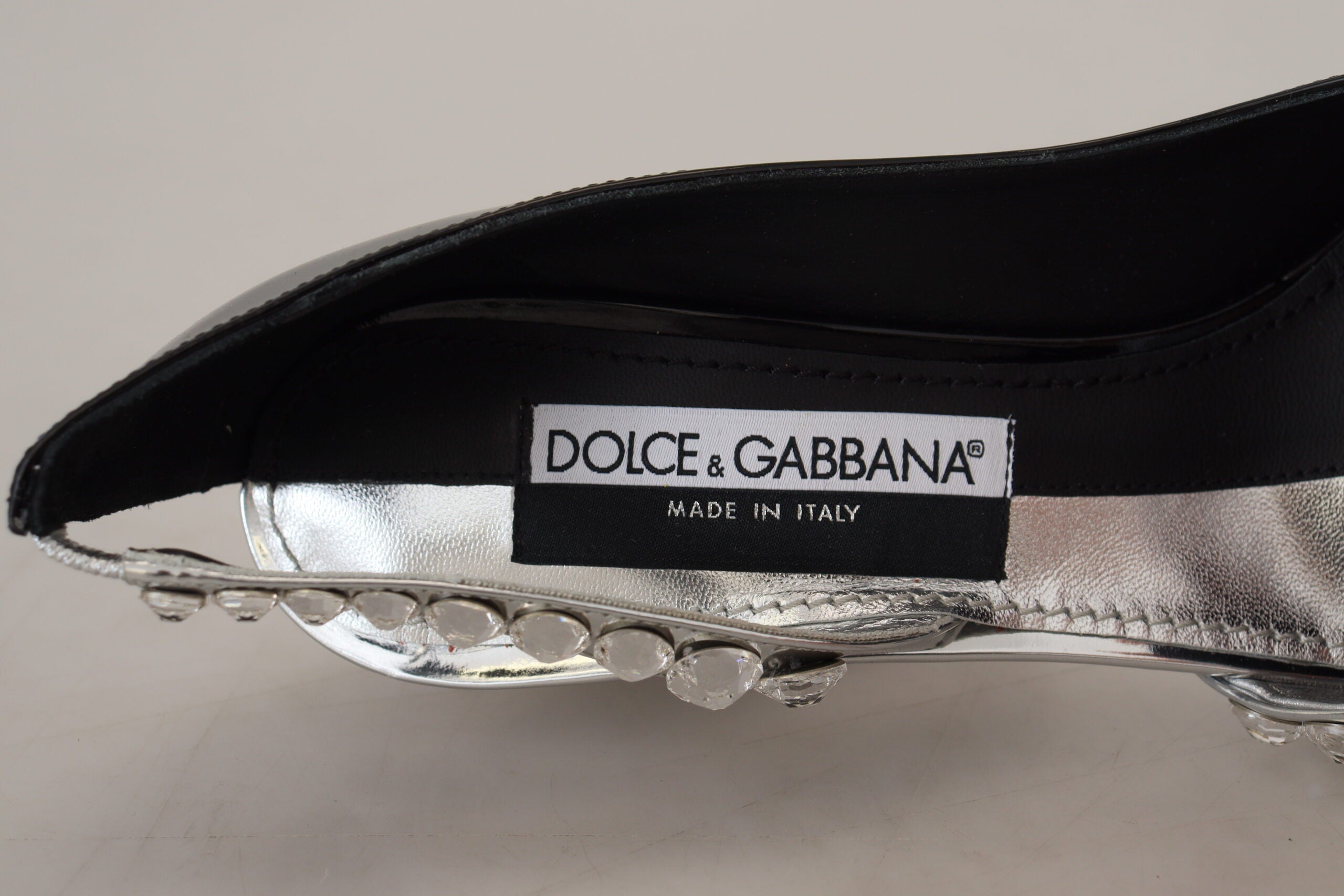 Dolce & Gabbana Black Silver Crystal Double Design High Heels Shoes - DEA STILOSA MILANO