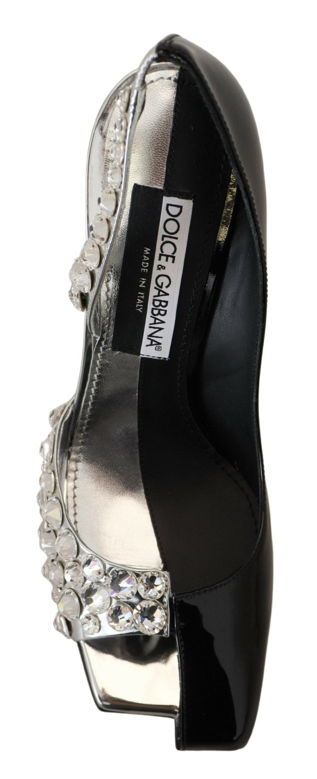 Dolce & Gabbana Black Silver Crystal Double Design High Heels Shoes - DEA STILOSA MILANO