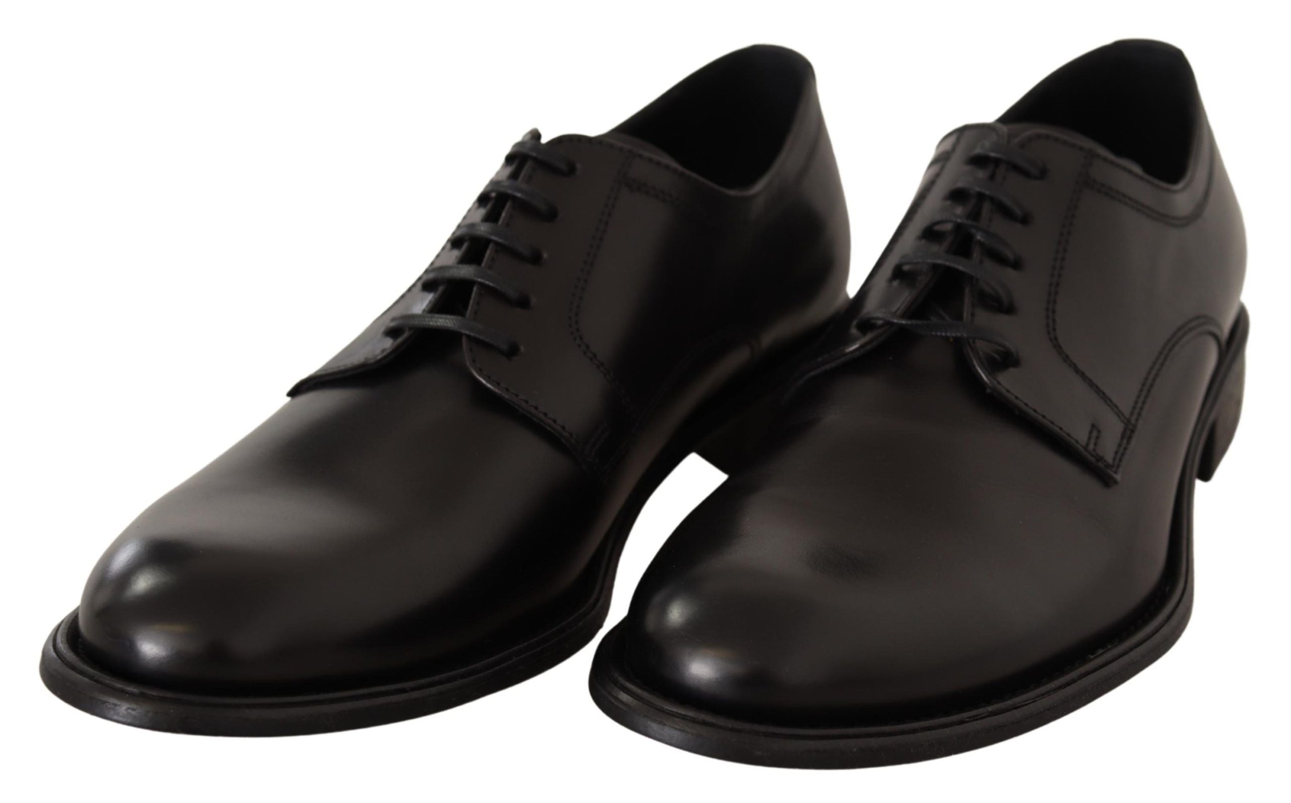 Dolce & Gabbana Black Leather Lace Up Mens Formal Derby Shoes - DEA STILOSA MILANO