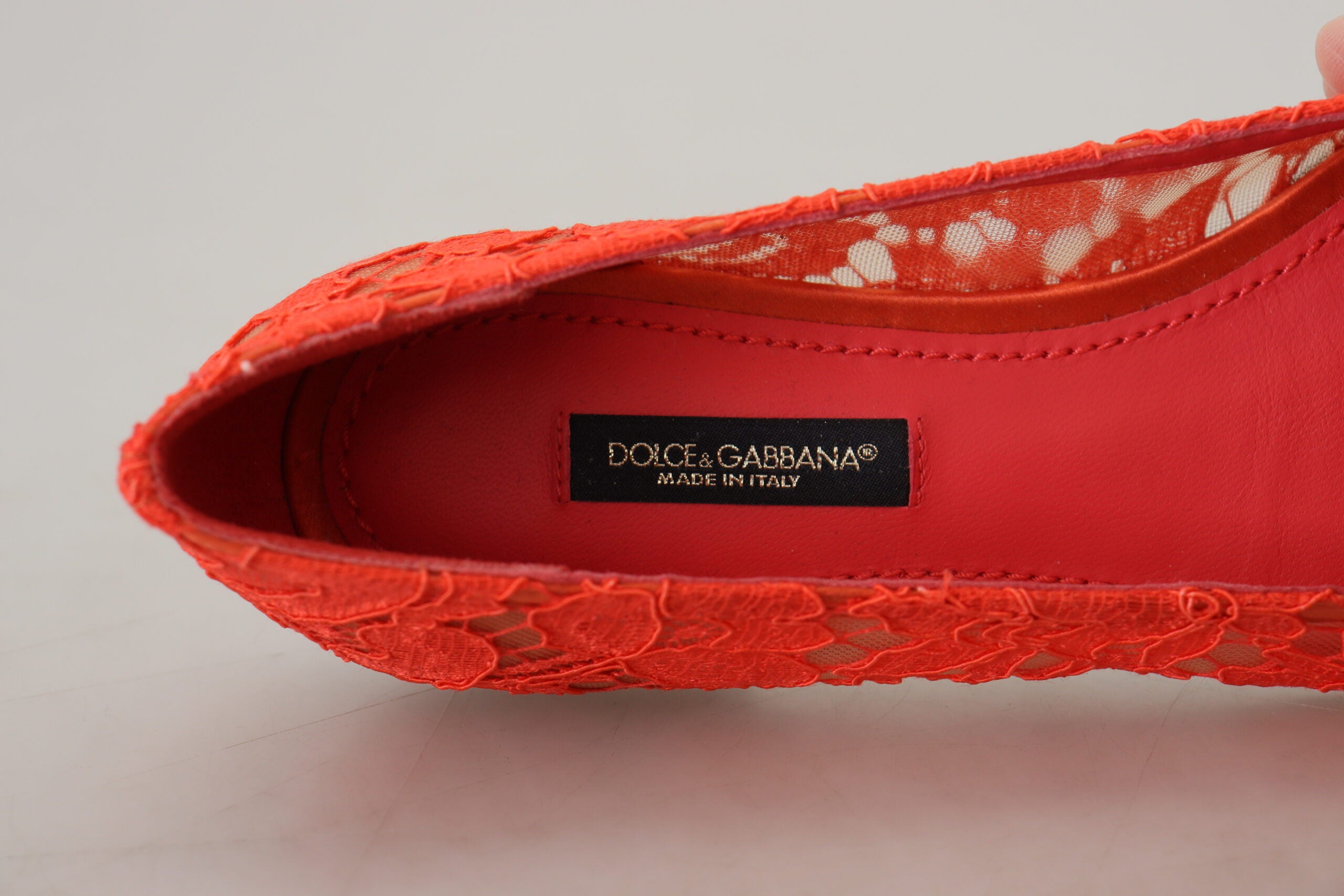 Dolce & Gabbana Red Taormina Lace Crystals Ballet Flats Shoes - DEA STILOSA MILANO