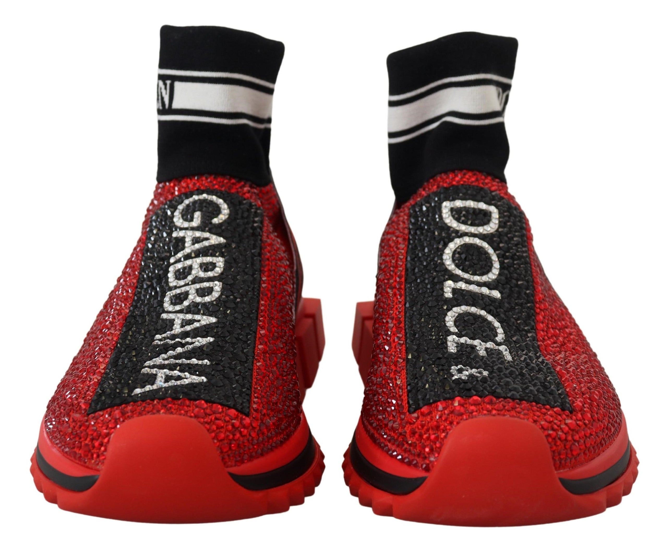 Dolce & Gabbana Red Bling Sorrento Sneakers Socks Shoes - DEA STILOSA MILANO