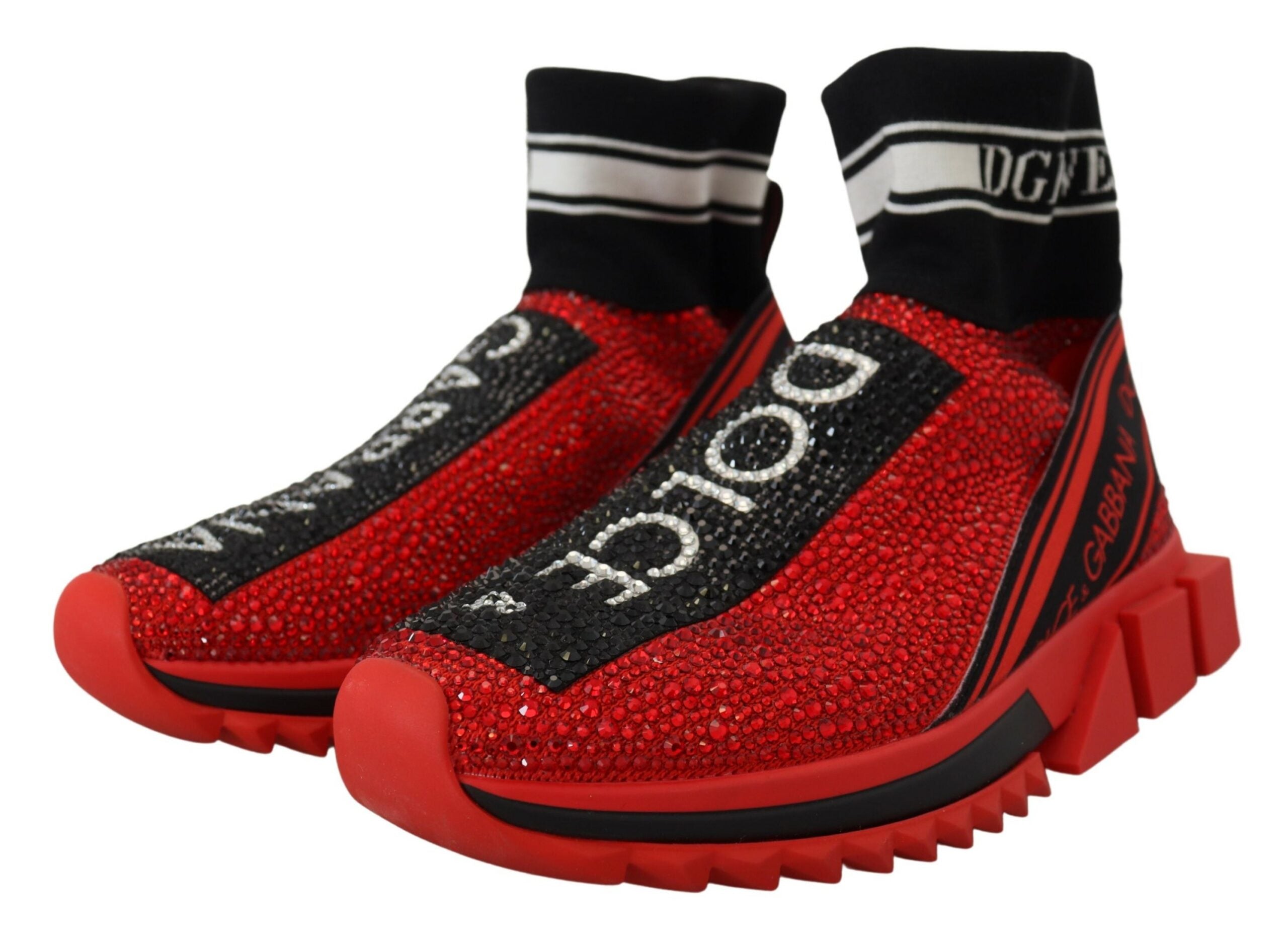 Dolce & Gabbana Red Bling Sorrento Sneakers Socks Shoes - DEA STILOSA MILANO