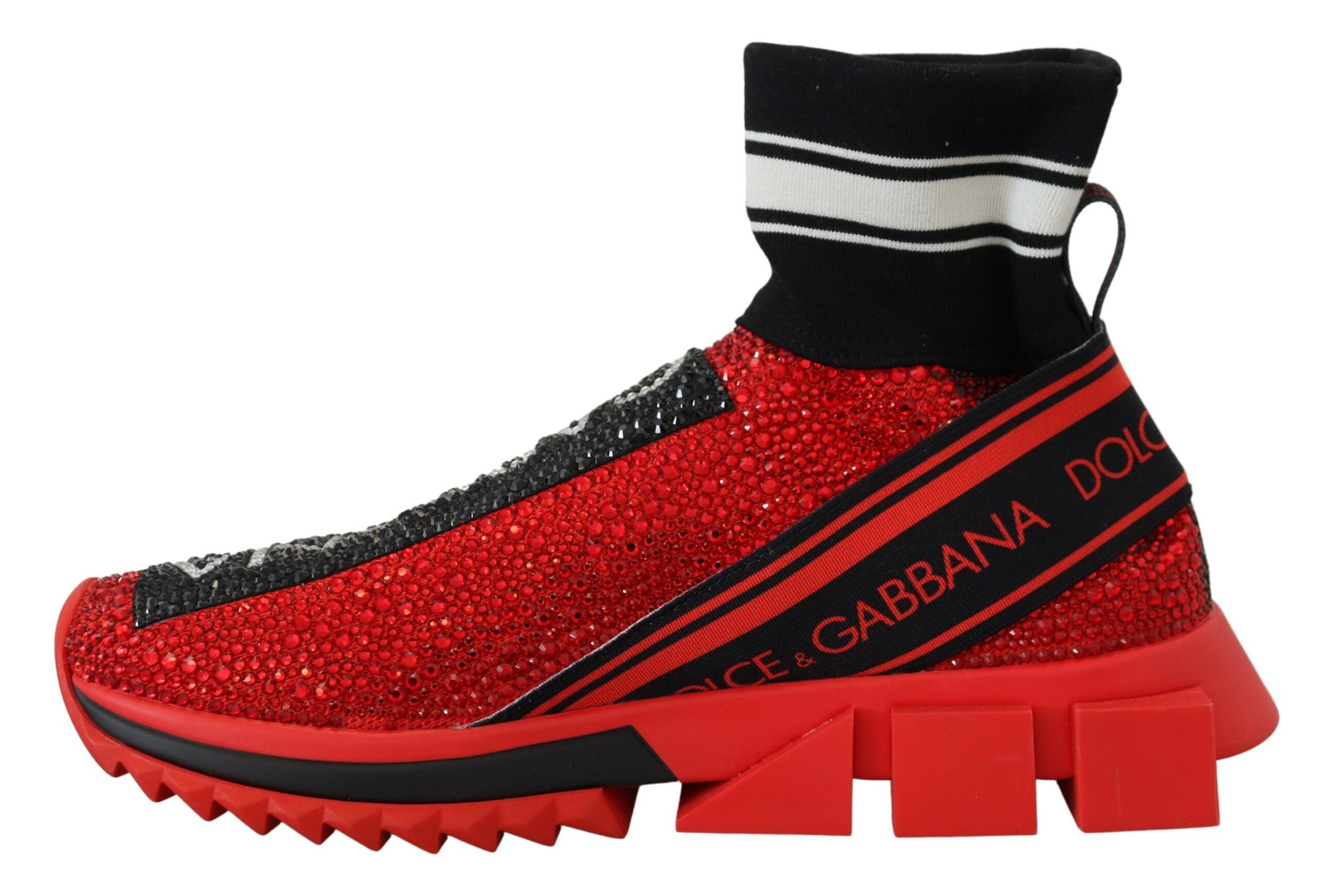 Dolce & Gabbana Red Bling Sorrento Sneakers Socks Shoes - DEA STILOSA MILANO