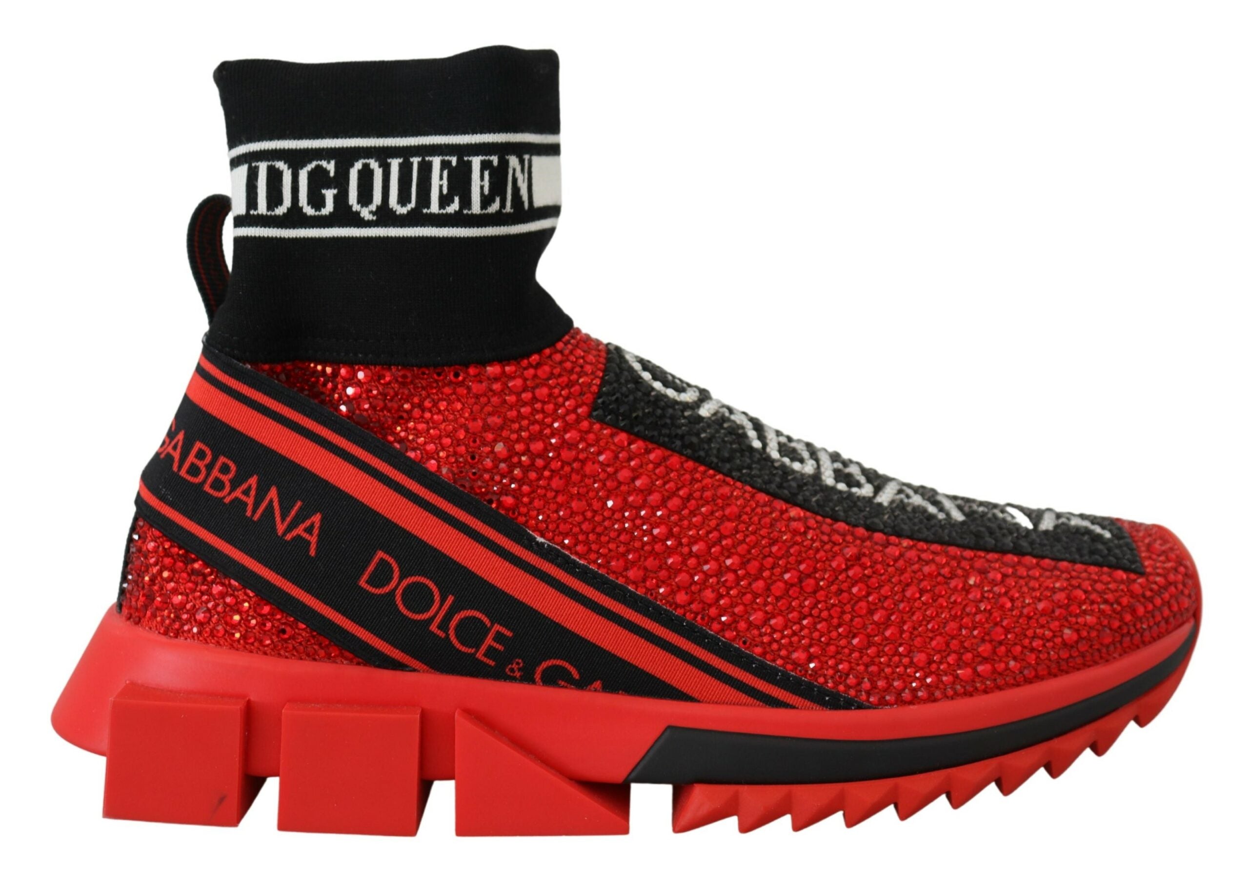 Dolce & Gabbana Red Bling Sorrento Sneakers Socks Shoes - DEA STILOSA MILANO