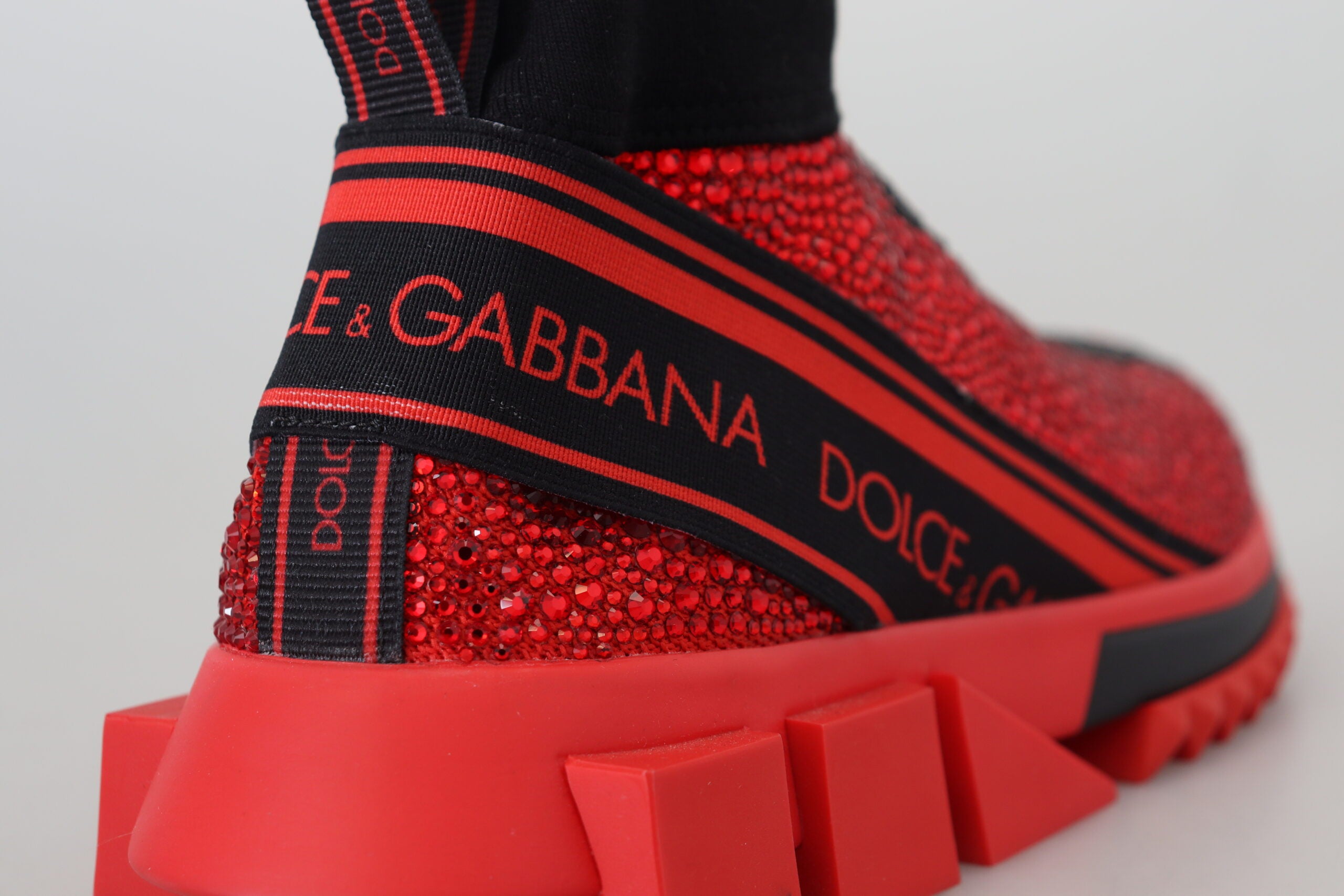 Dolce & Gabbana Red Bling Sorrento Sneakers Socks Shoes - DEA STILOSA MILANO