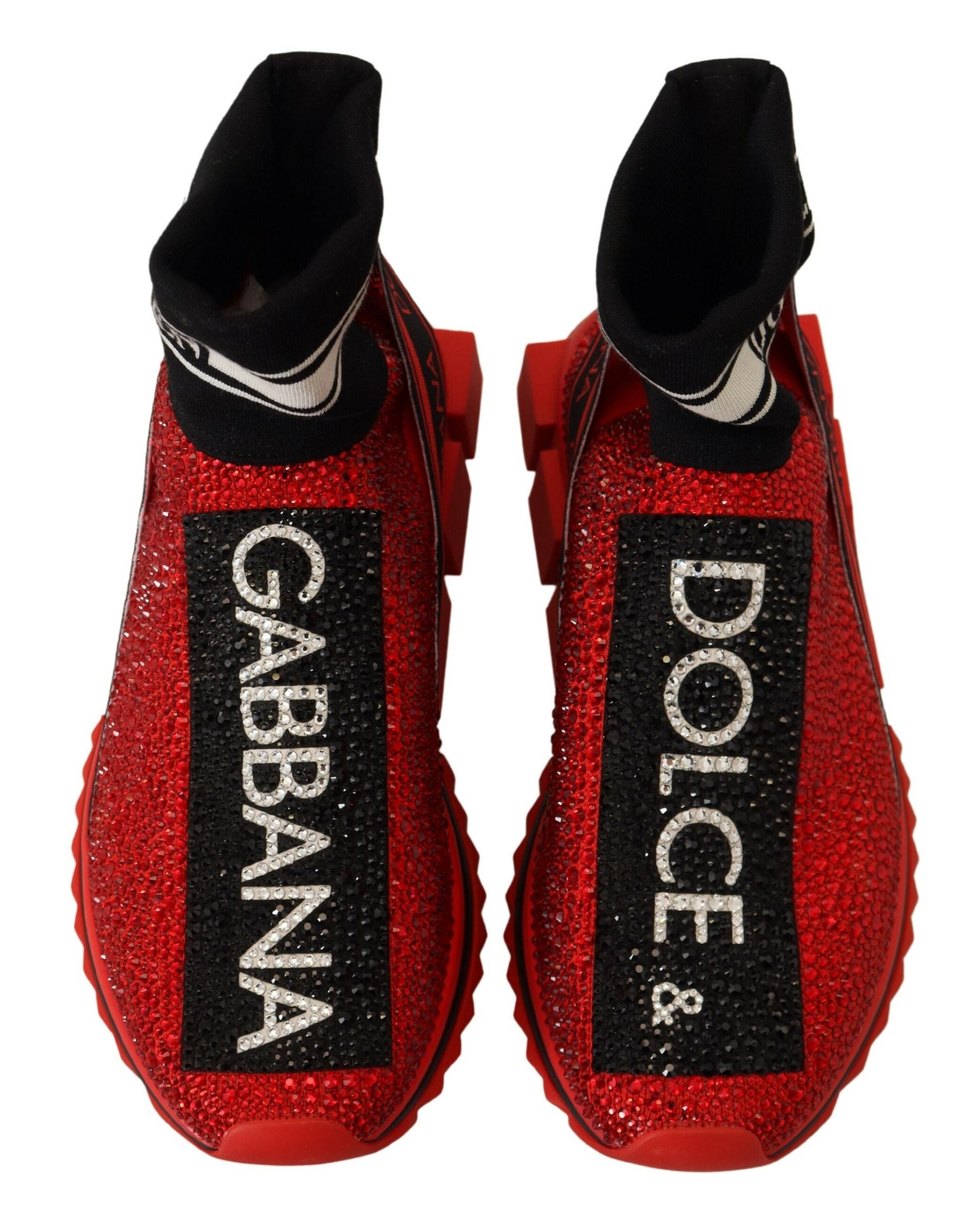 Dolce & Gabbana Red Bling Sorrento Sneakers Socks Shoes - DEA STILOSA MILANO