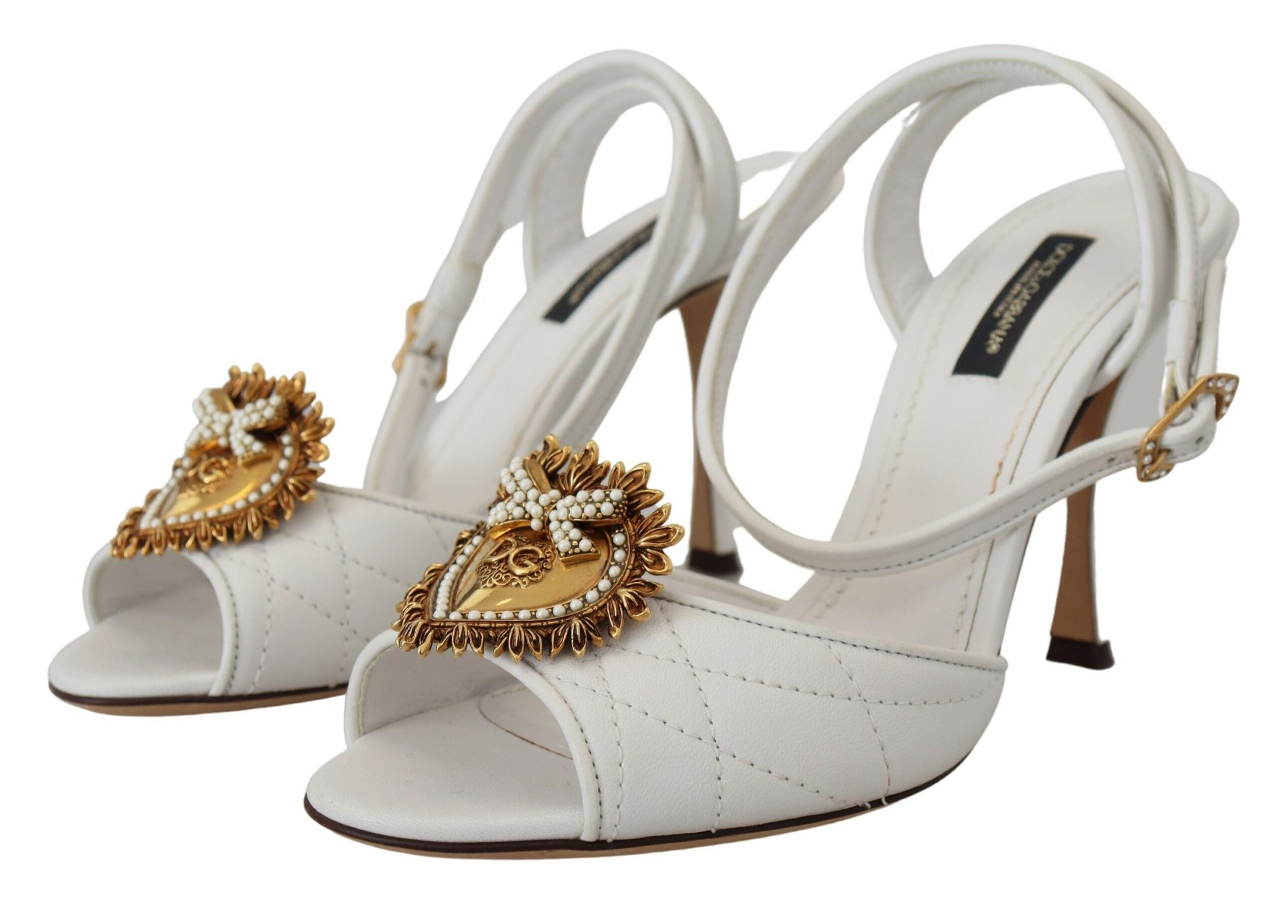 Dolce & Gabbana White Devotion Embellished Sandals Shoes - DEA STILOSA MILANO