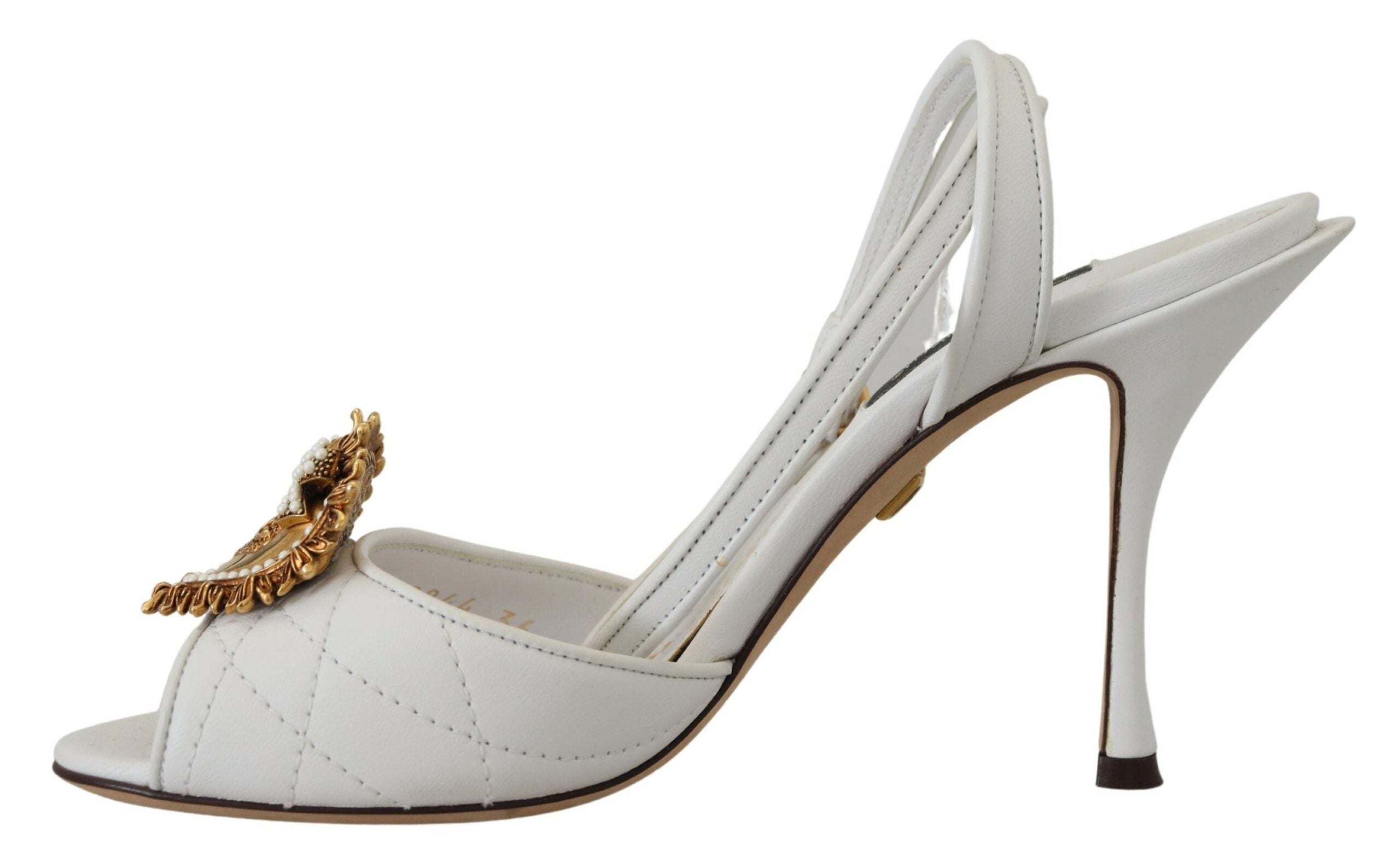 Dolce & Gabbana White Devotion Embellished Sandals Shoes - DEA STILOSA MILANO