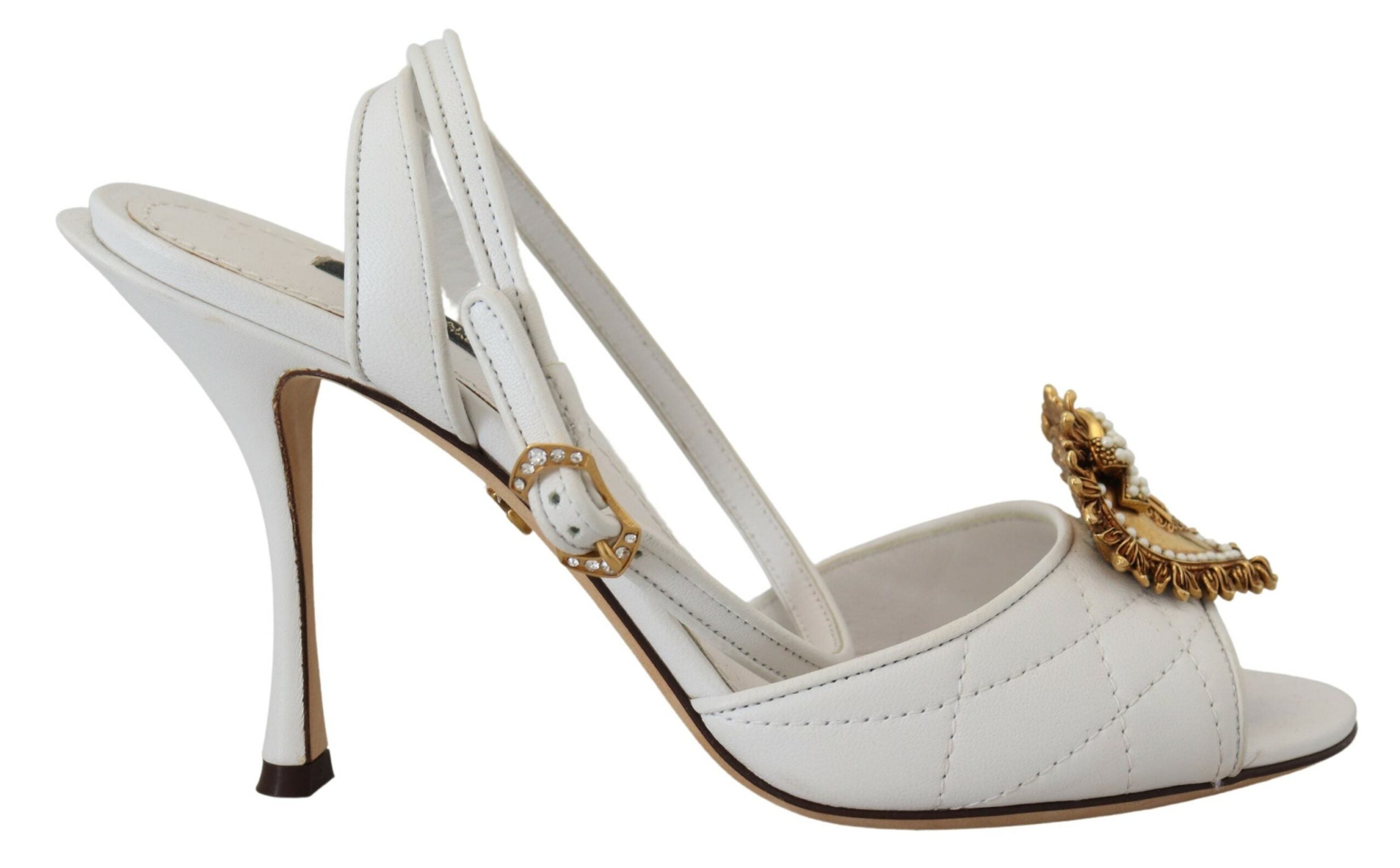 Dolce & Gabbana White Devotion Embellished Sandals Shoes - DEA STILOSA MILANO