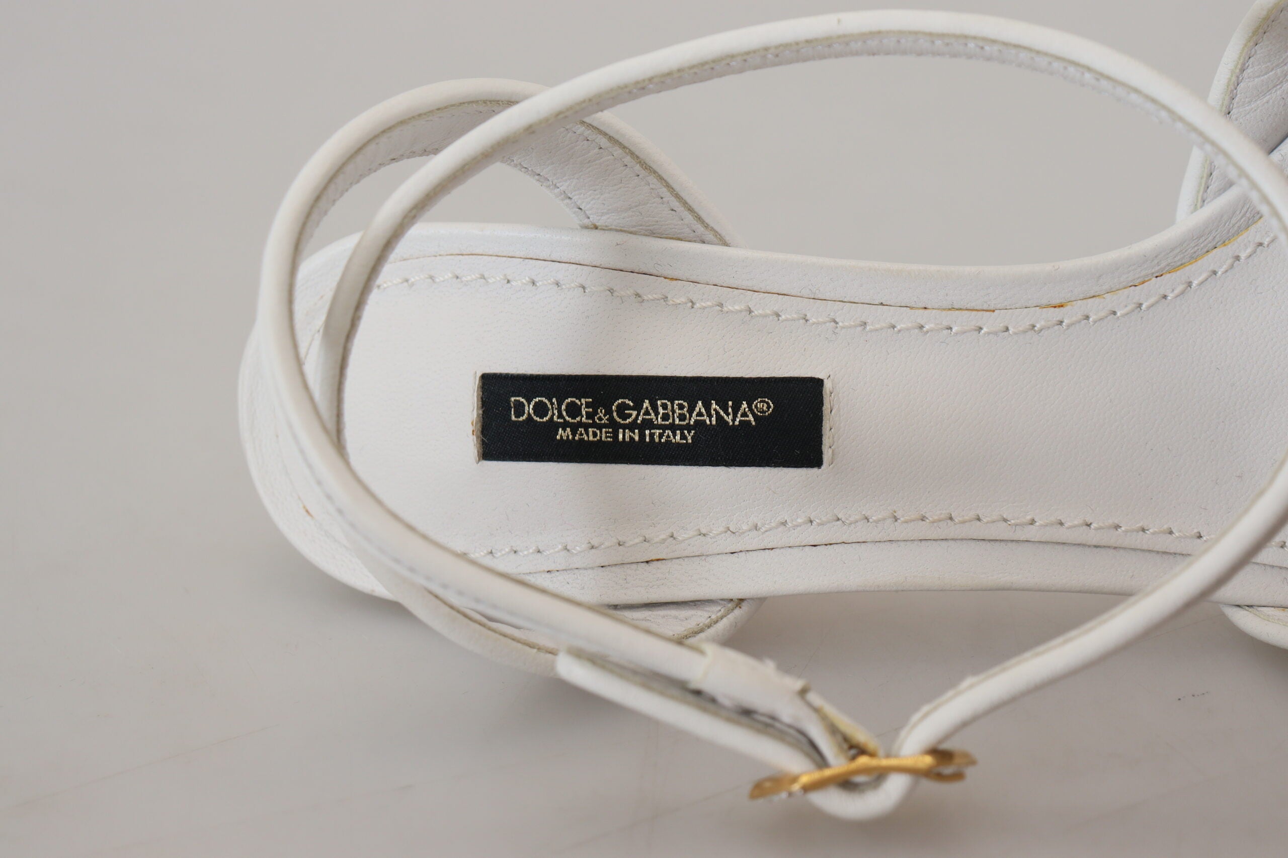 Dolce & Gabbana White Devotion Embellished Sandals Shoes - DEA STILOSA MILANO