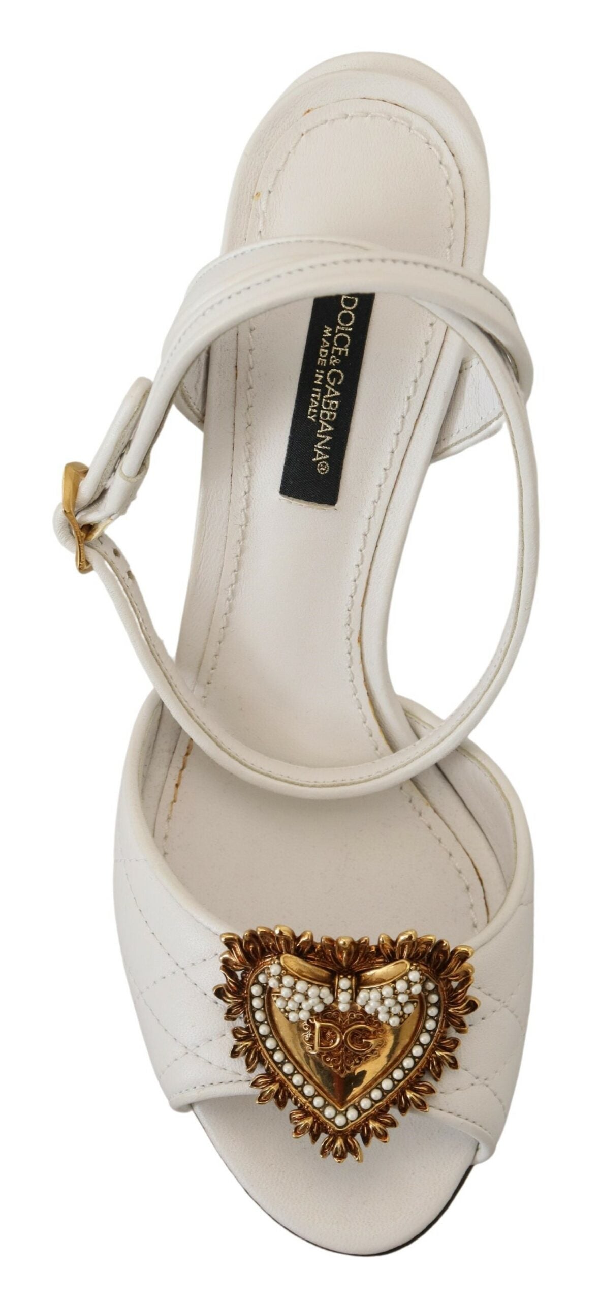 Dolce & Gabbana White Devotion Embellished Sandals Shoes - DEA STILOSA MILANO