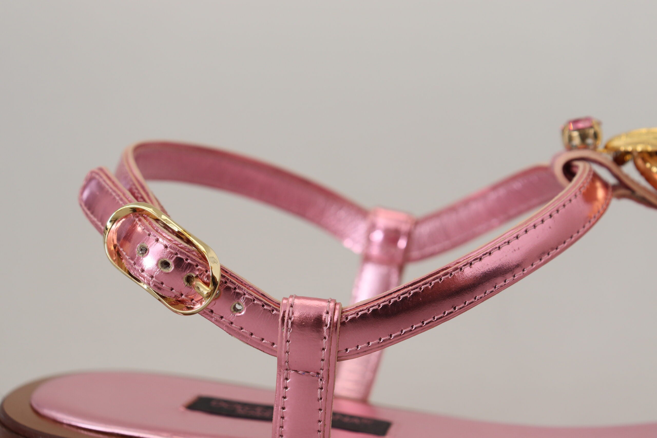 Dolce & Gabbana Pink Embellished Slides Flats Sandals Shoes - DEA STILOSA MILANO