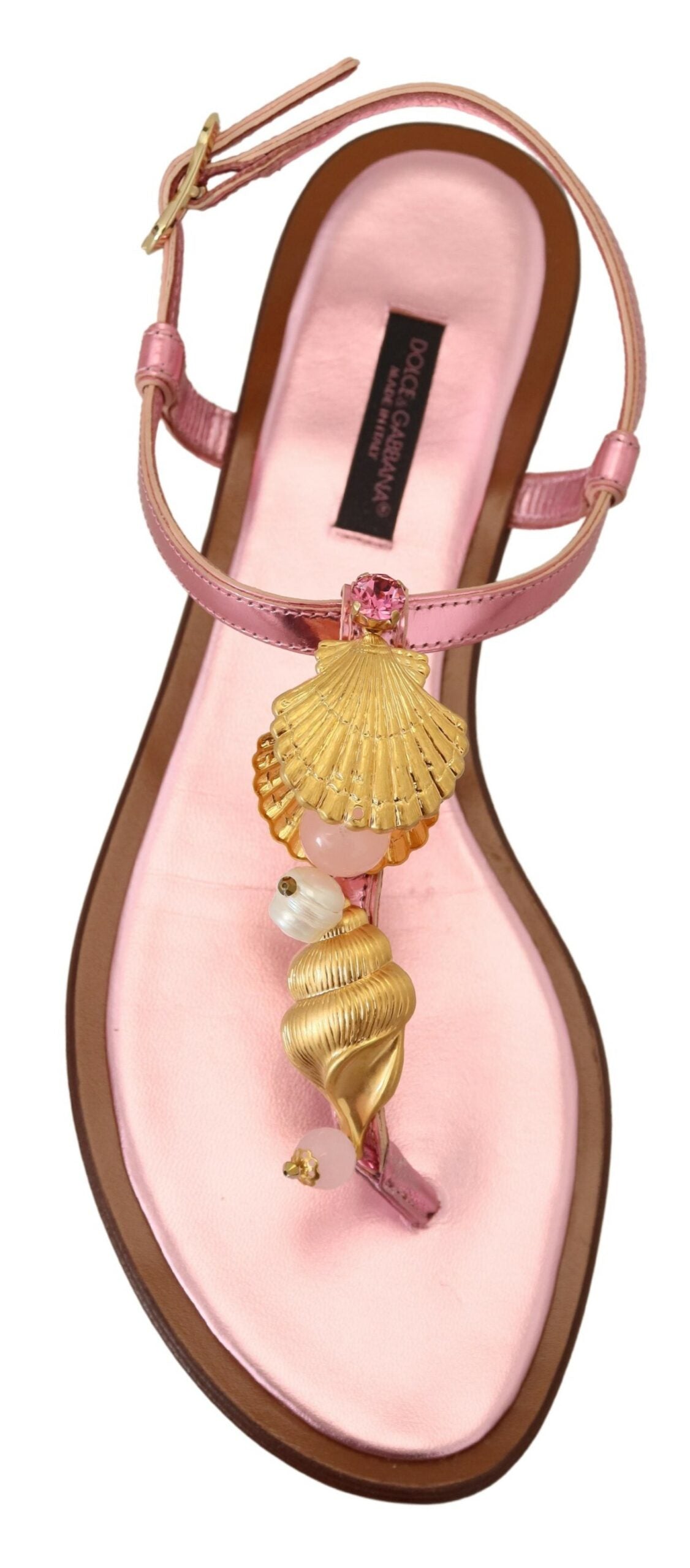 Dolce & Gabbana Pink Embellished Slides Flats Sandals Shoes - DEA STILOSA MILANO