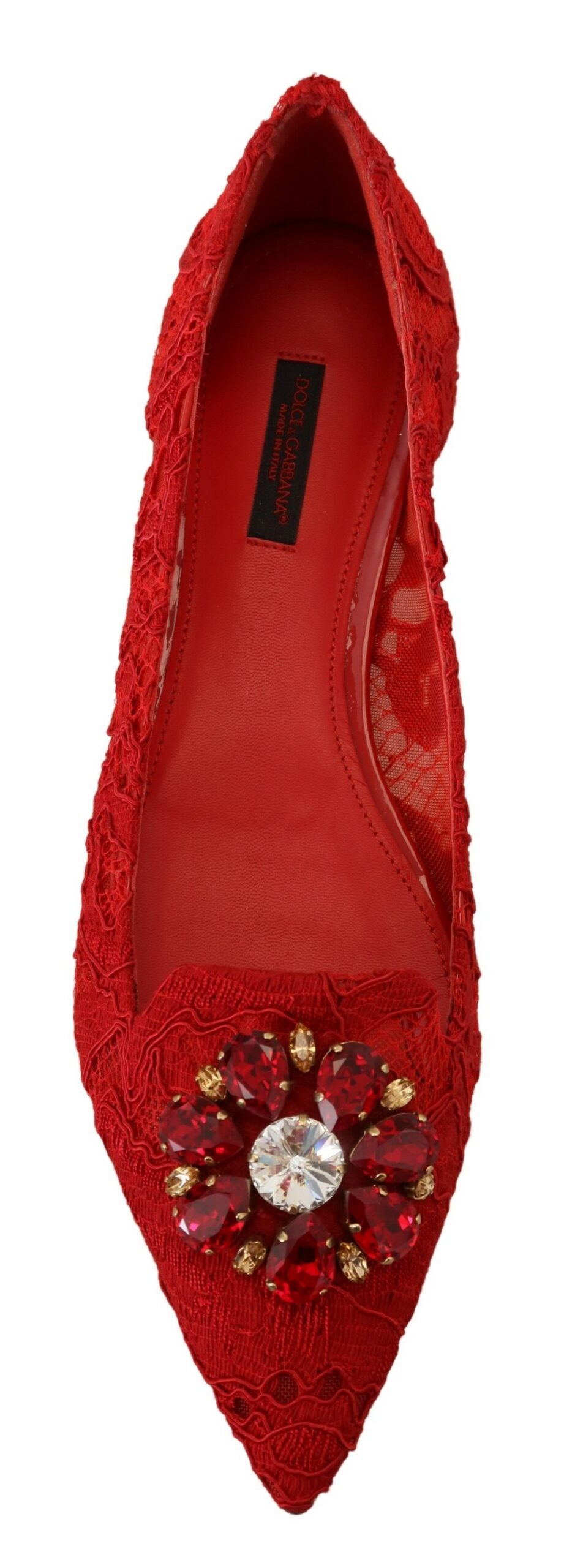 Dolce & Gabbana Red Taormina Crystals Loafers Flats Shoes - DEA STILOSA MILANO