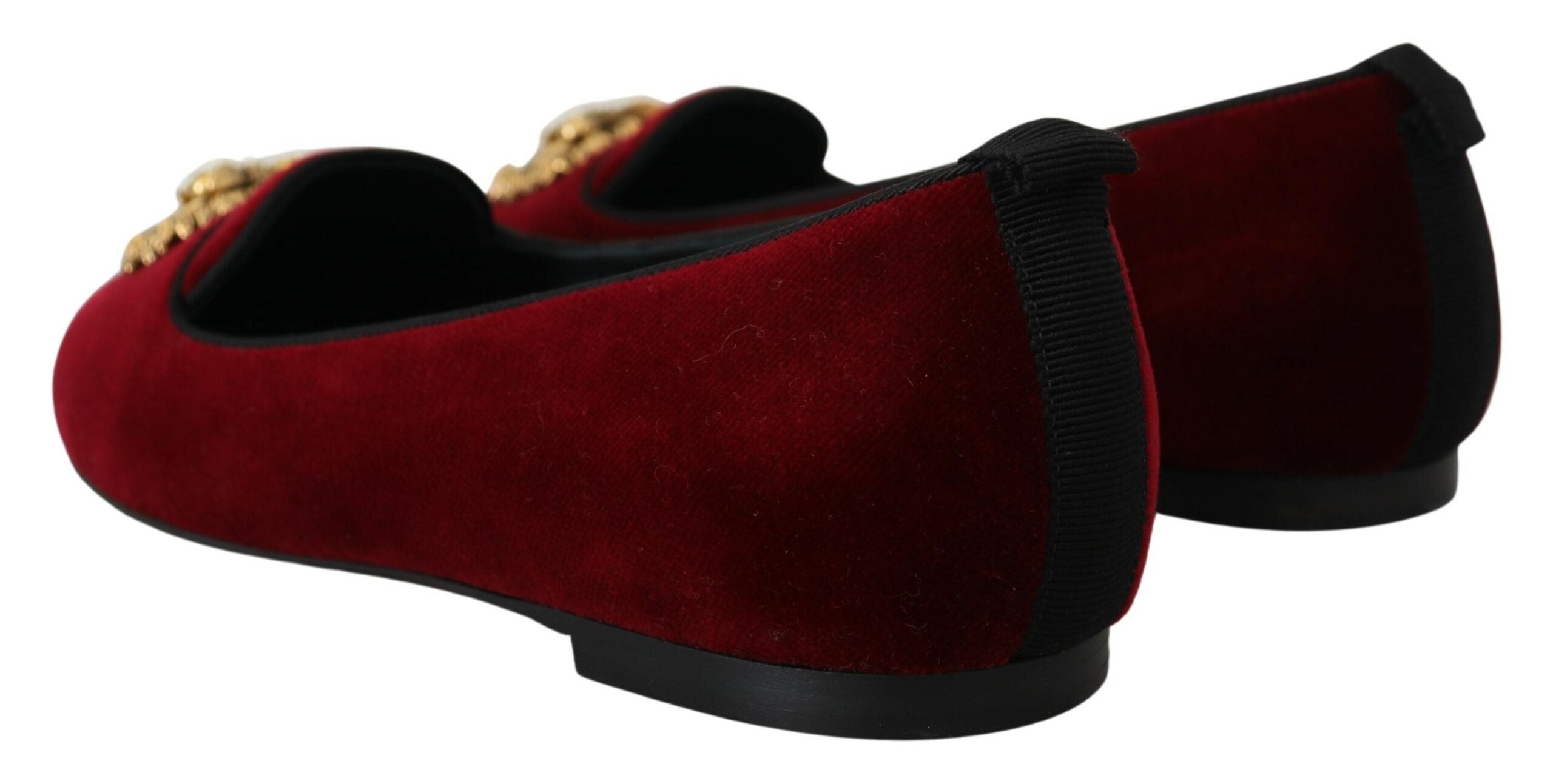 Dolce & Gabbana Bordeaux Velvet Slip-On Loafers Flats Shoes - DEA STILOSA MILANO
