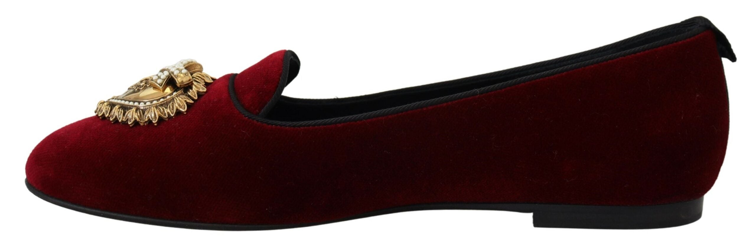 Dolce & Gabbana Bordeaux Velvet Slip-On Loafers Flats Shoes - DEA STILOSA MILANO