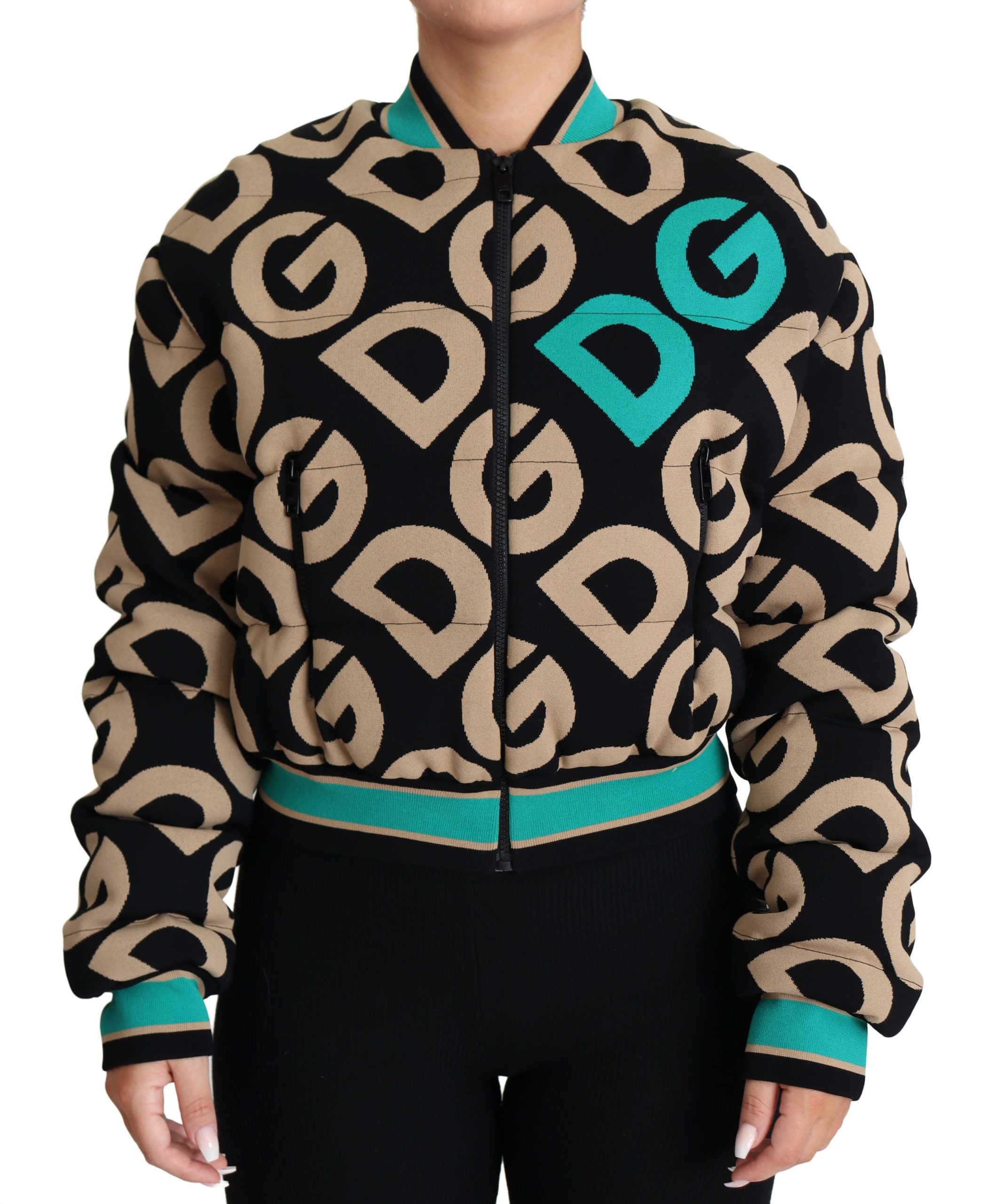 Dolce & Gabbana Multicolor DG Logo Print Quilted Bomber Jacket - DEA STILOSA MILANO