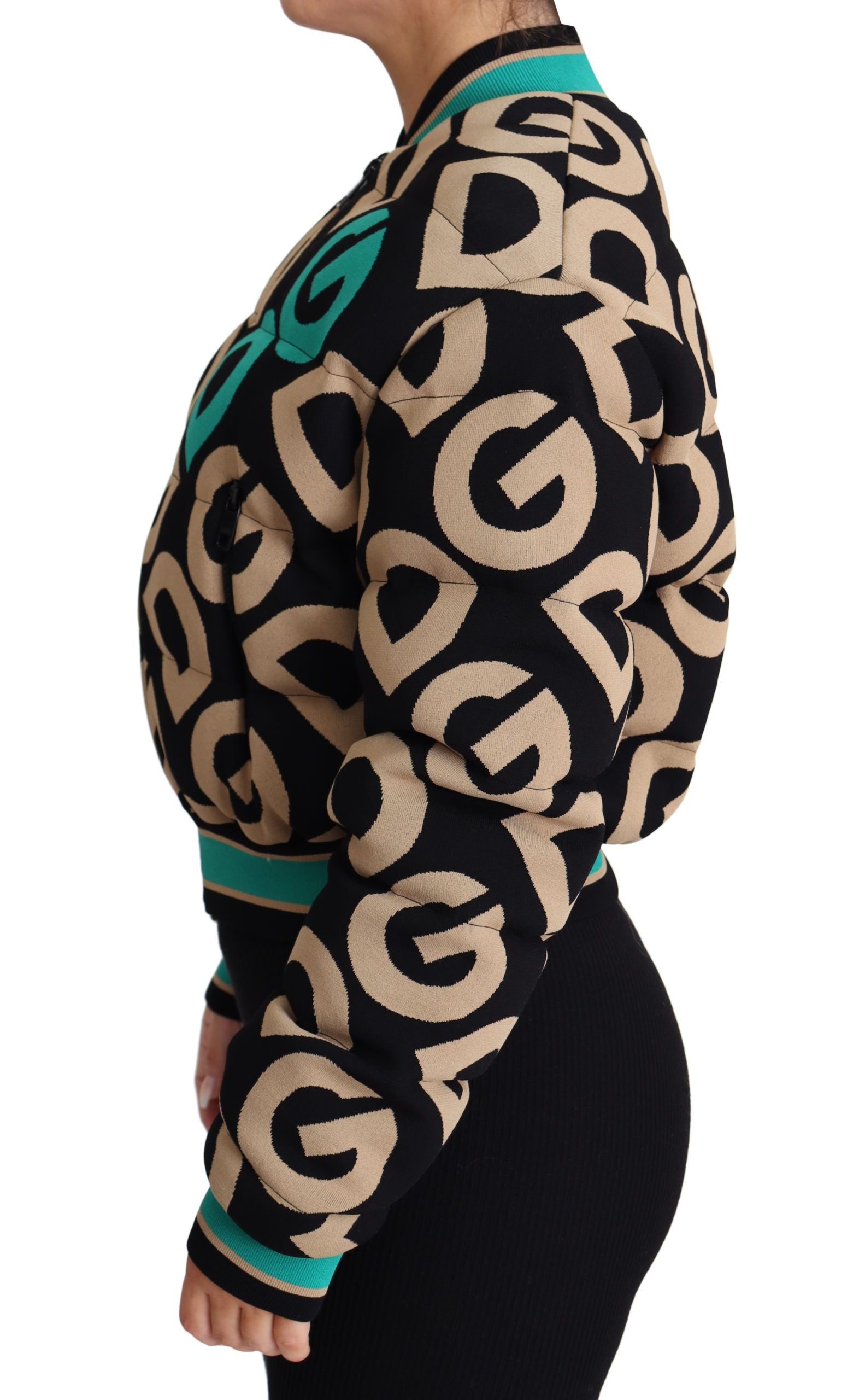 Dolce & Gabbana Multicolor DG Logo Print Quilted Bomber Jacket - DEA STILOSA MILANO