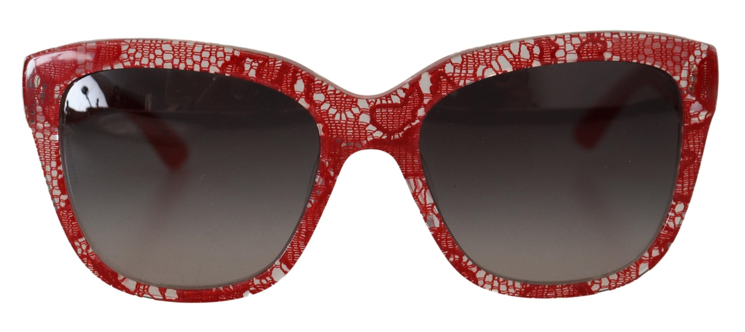 Dolce & Gabbana Red Lace Acetate Rectangle Shades DG422A Sunglasses - DEA STILOSA MILANO