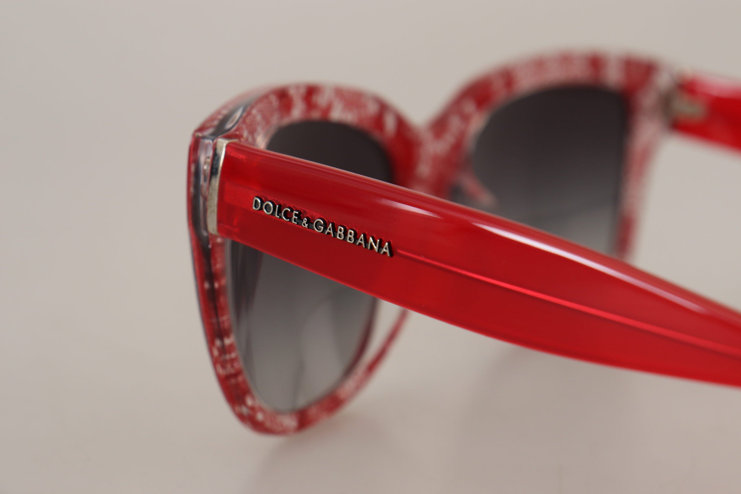 Dolce & Gabbana Red Lace Acetate Rectangle Shades DG422A Sunglasses - DEA STILOSA MILANO