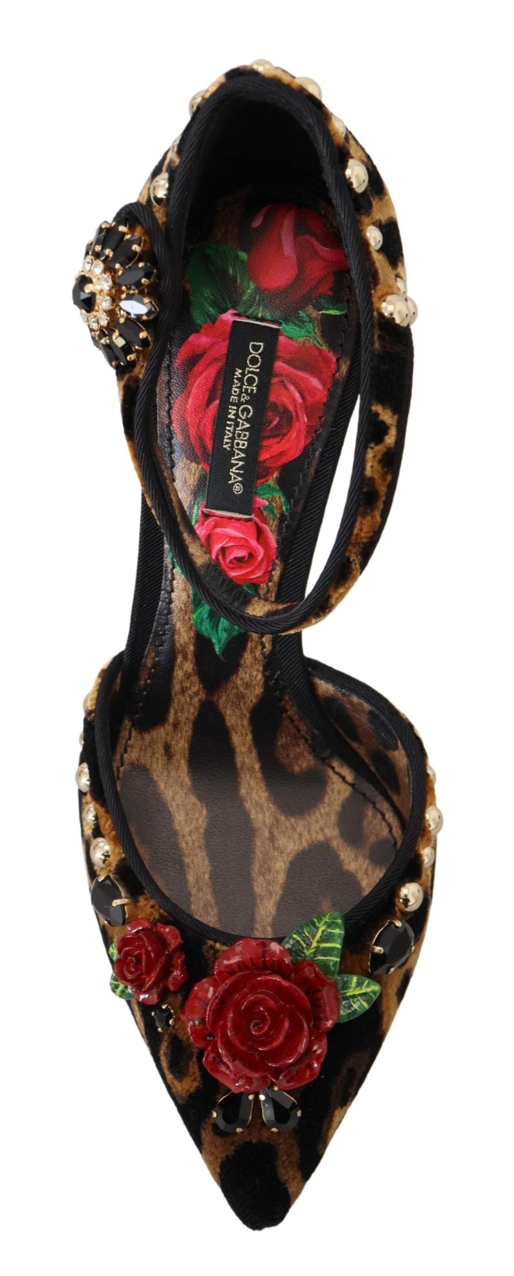 Dolce & Gabbana Brown Embellished Leopard Print Heels Shoes - DEA STILOSA MILANO