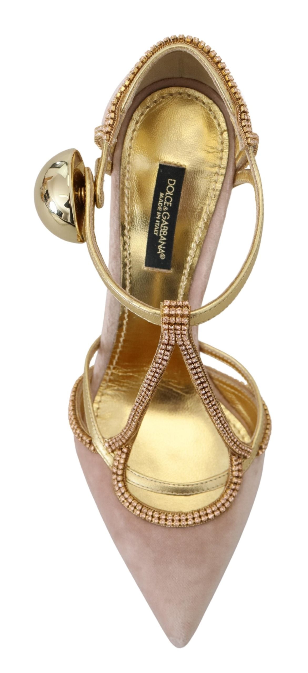 Dolce & Gabbana Pink Crystal T-strap Heels Pumps Shoes - DEA STILOSA MILANO