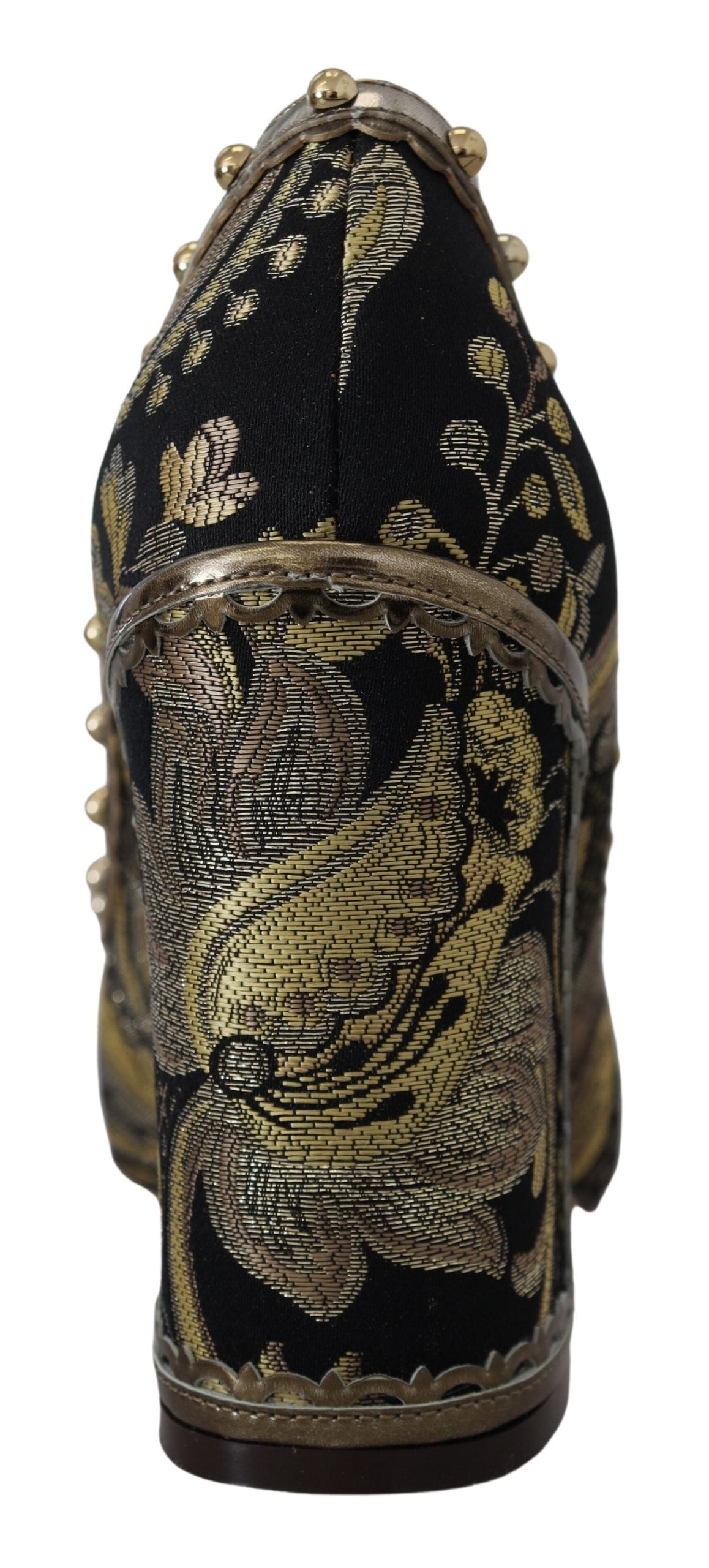 Dolce & Gabbana Gold Crystal Square Toe Brocade Pumps Shoes - DEA STILOSA MILANO