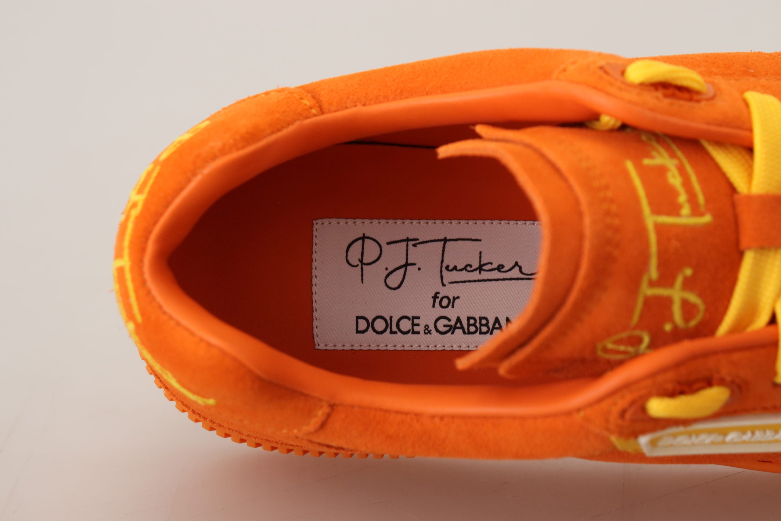 Dolce & Gabbana Orange Leather P.j. Tucker Sneakers Shoes - DEA STILOSA MILANO