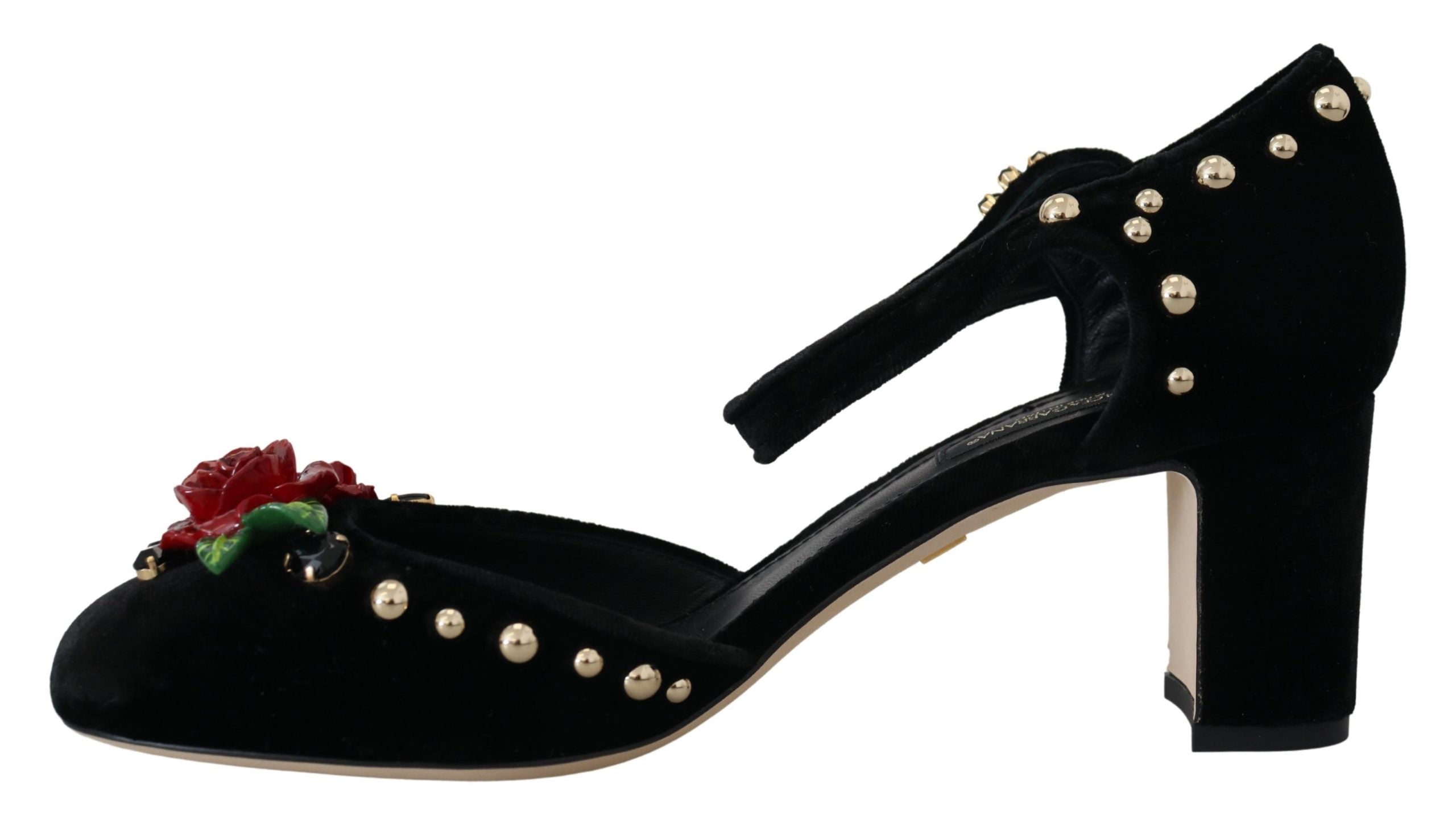 Dolce & Gabbana Black Pearl Crystal Vally Heels Sandals Shoes - DEA STILOSA MILANO