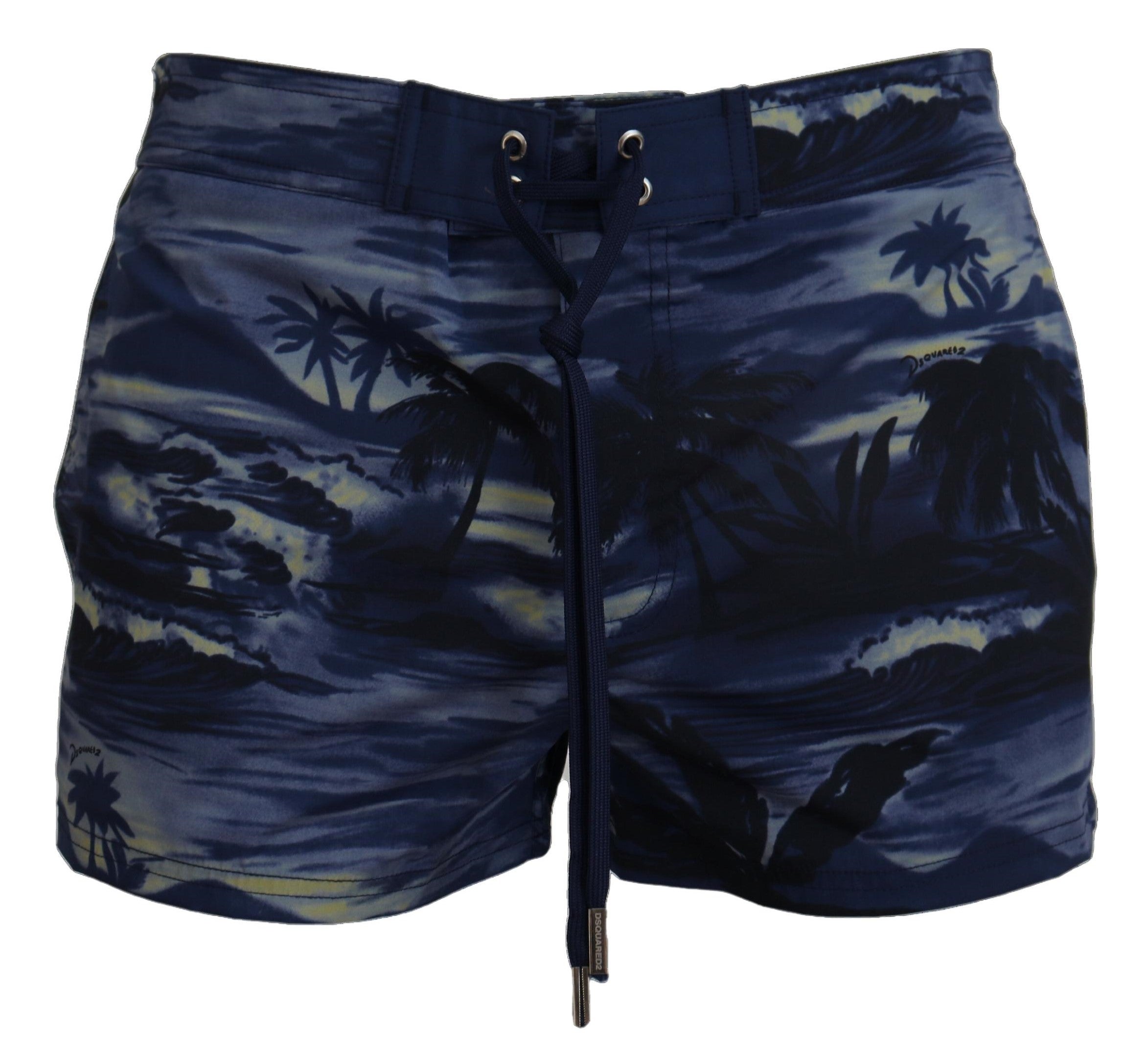 Dsquared² Blue Tropical Wave Design Beachwear Shorts Swimwear - DEA STILOSA MILANO