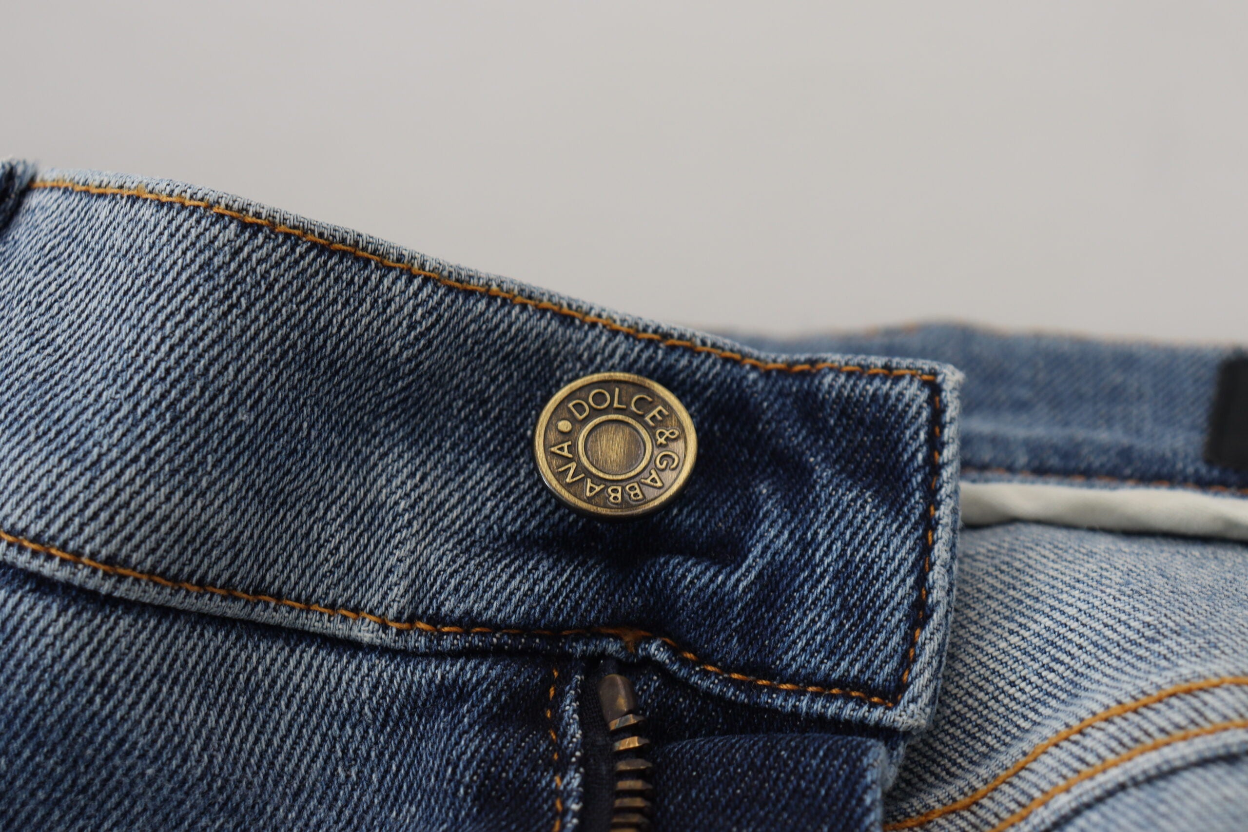 Dolce & Gabbana Blue Slim Fit Tattered Cotton Denim Jeans - DEA STILOSA MILANO