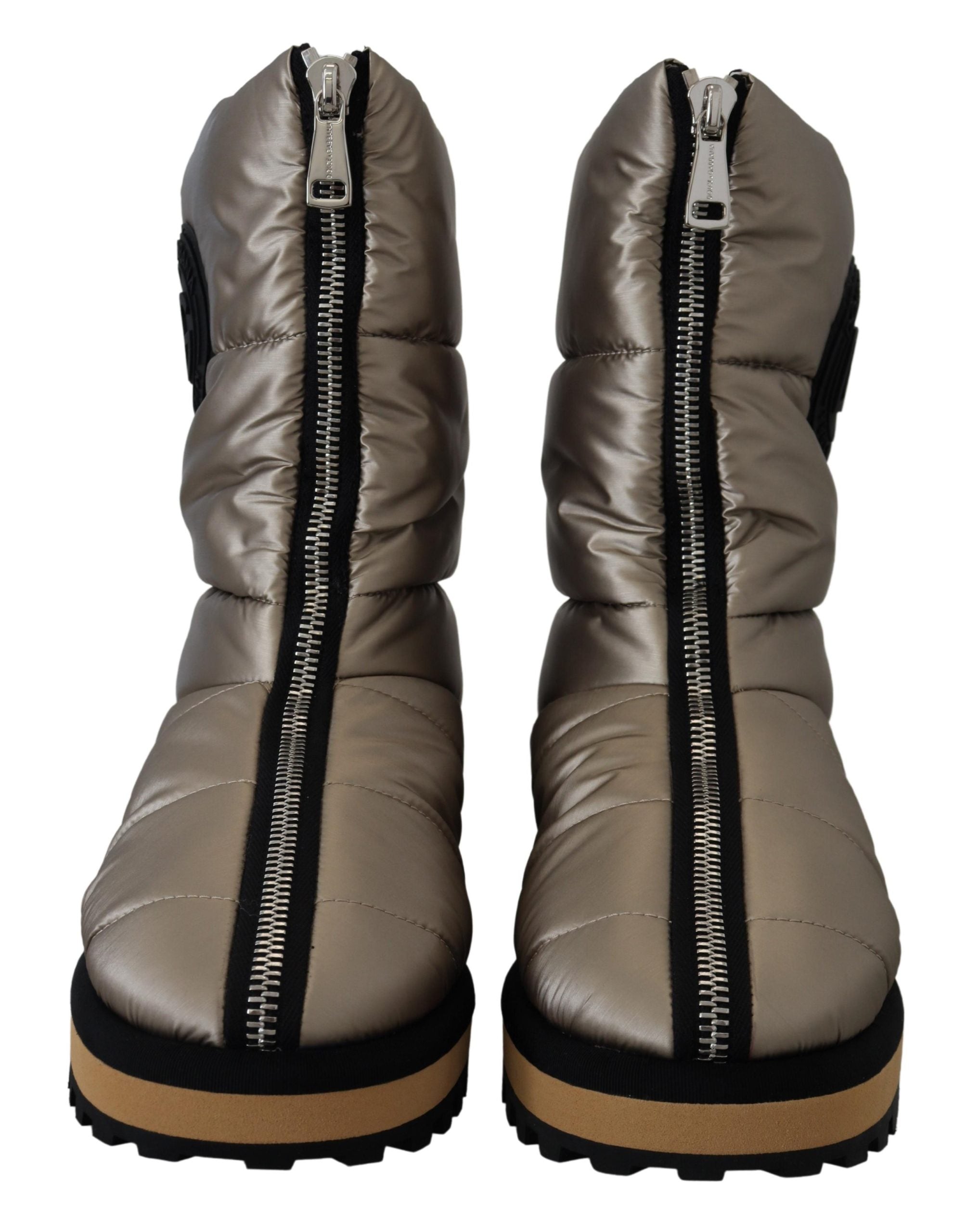 Dolce & Gabbana Silver Padded Mid Calf Winter Shoes Boots - DEA STILOSA MILANO