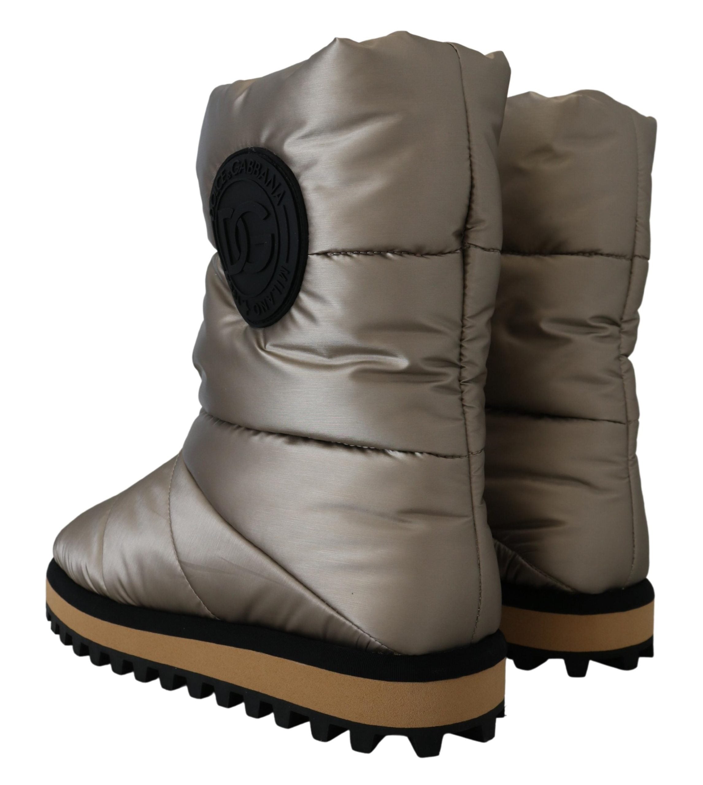 Dolce & Gabbana Silver Padded Mid Calf Winter Shoes Boots - DEA STILOSA MILANO