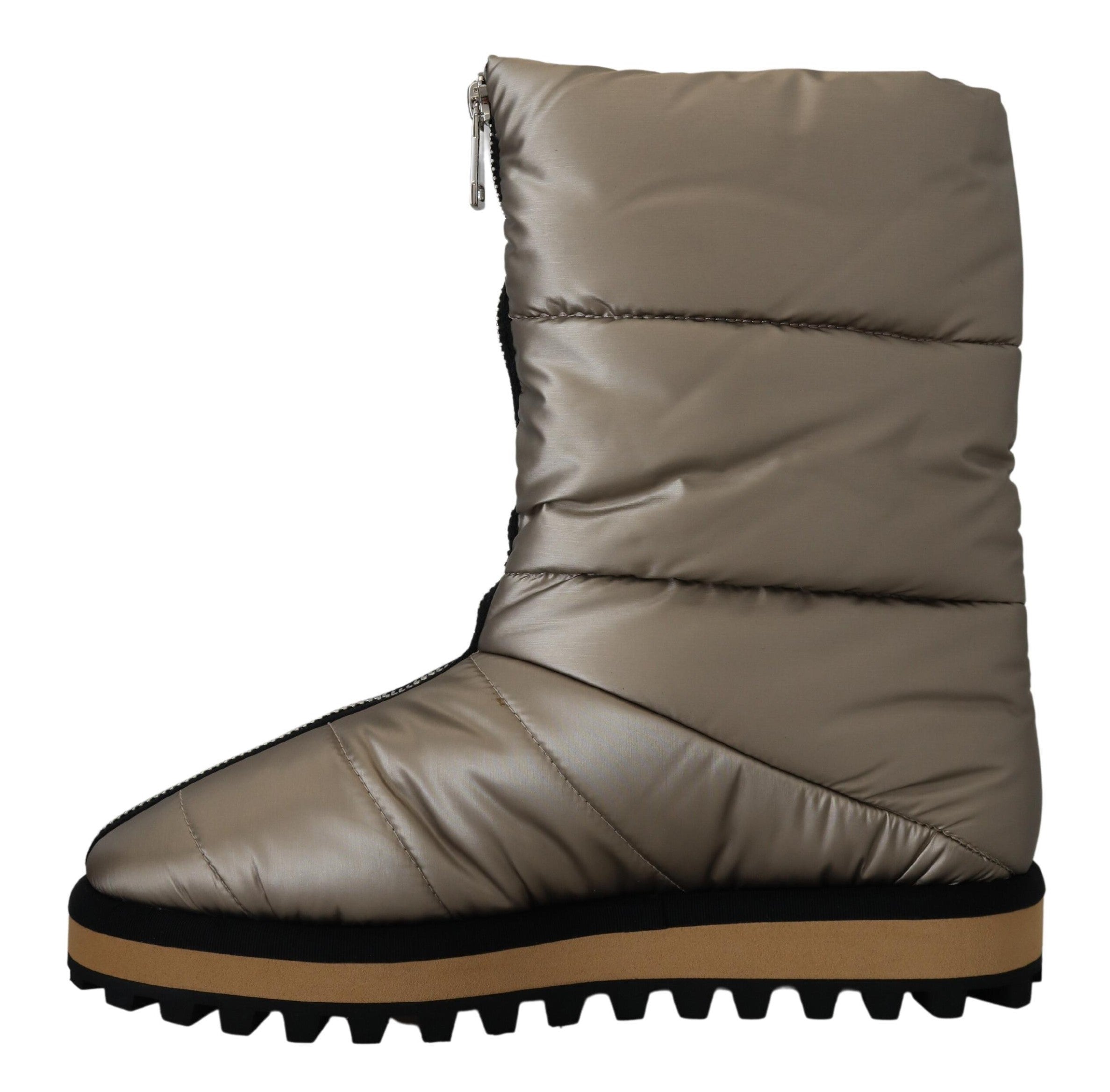 Dolce & Gabbana Silver Padded Mid Calf Winter Shoes Boots - DEA STILOSA MILANO