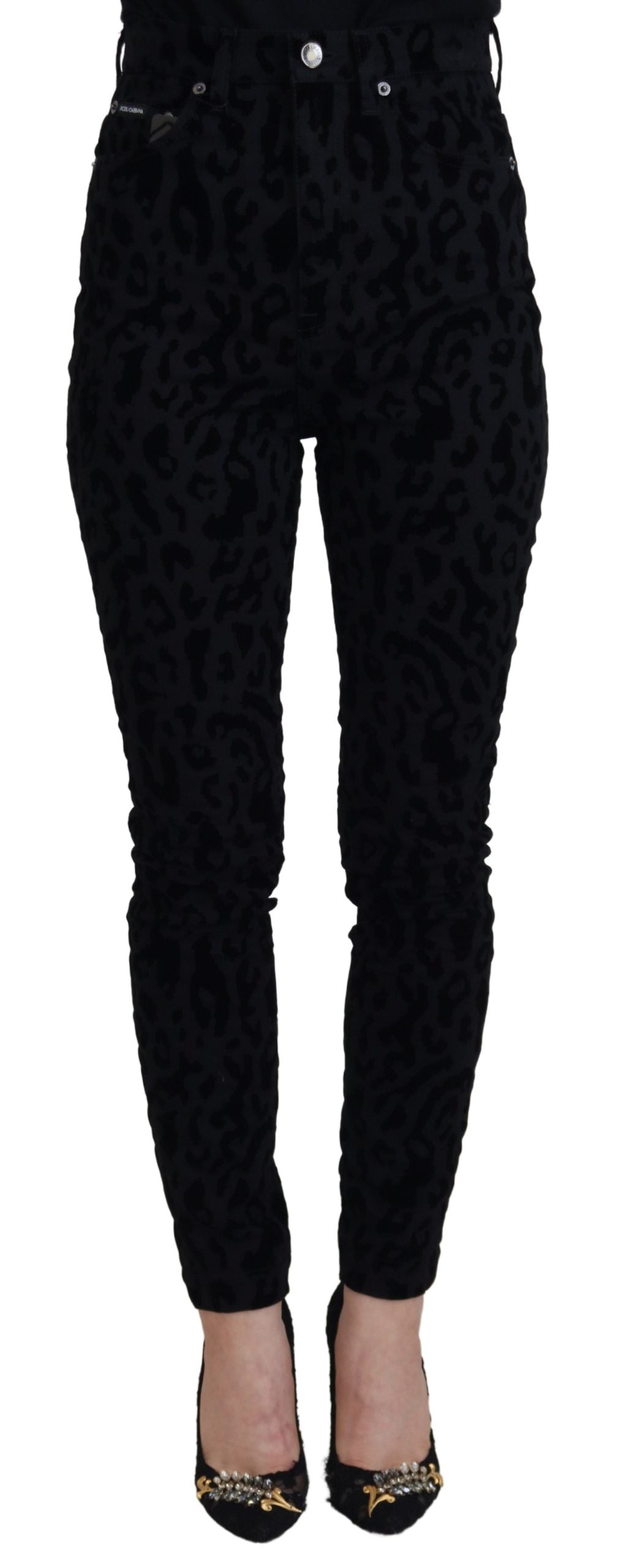 Dolce & Gabbana Black Leopard Skinny Denim Jeans - DEA STILOSA MILANO