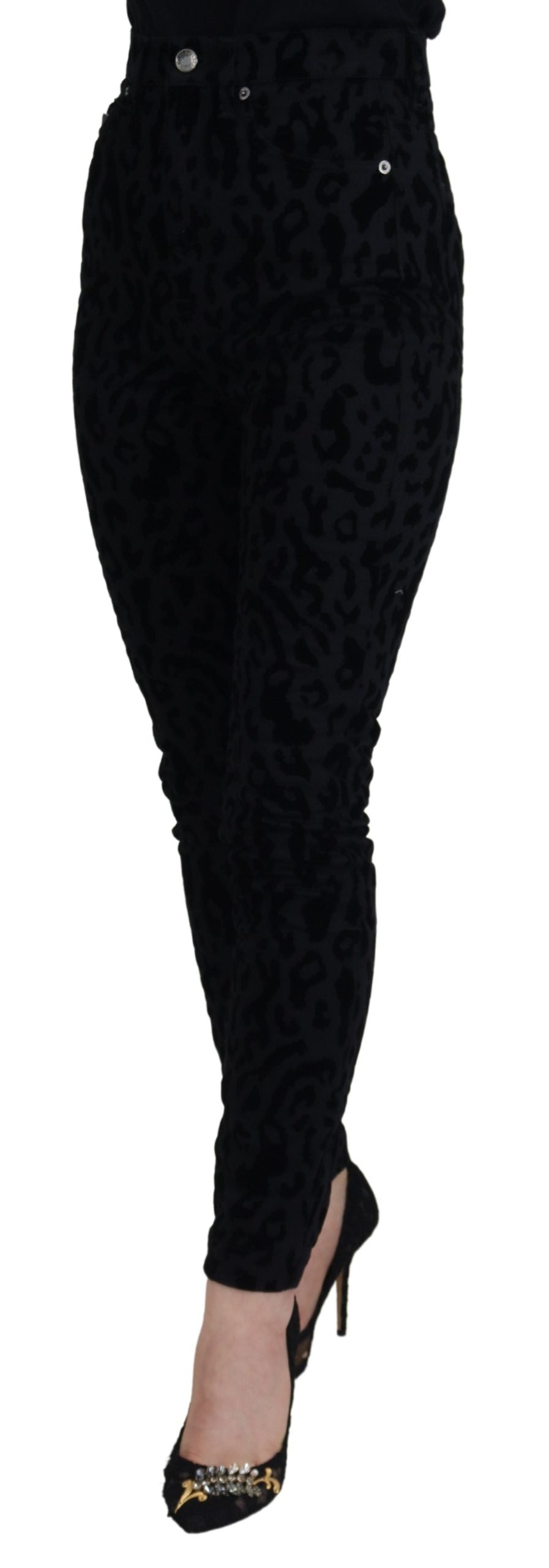 Dolce & Gabbana Black Leopard Skinny Denim Jeans - DEA STILOSA MILANO