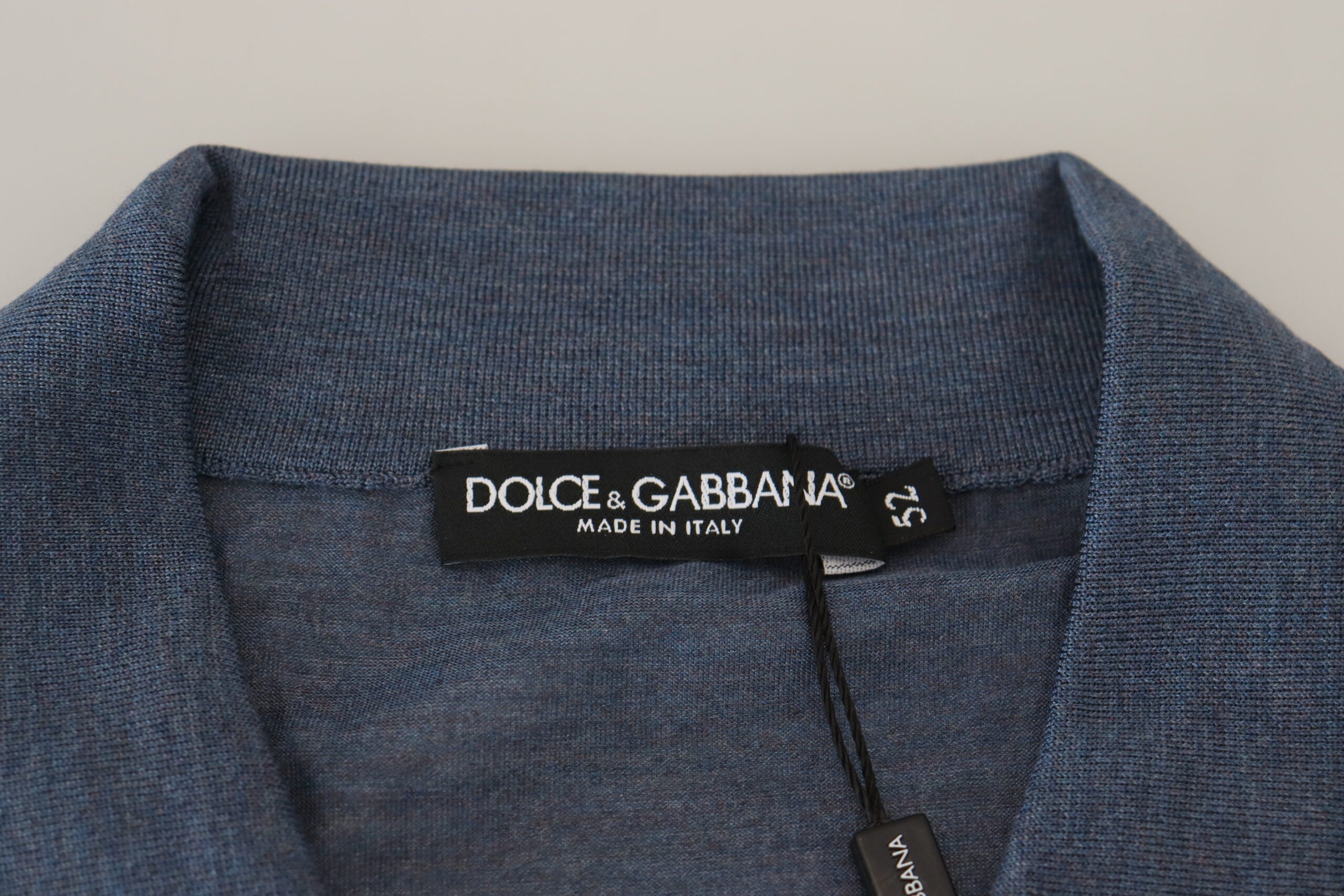 Dolce & Gabbana Blue Silk Collar Polo Pullover Sweater - DEA STILOSA MILANO