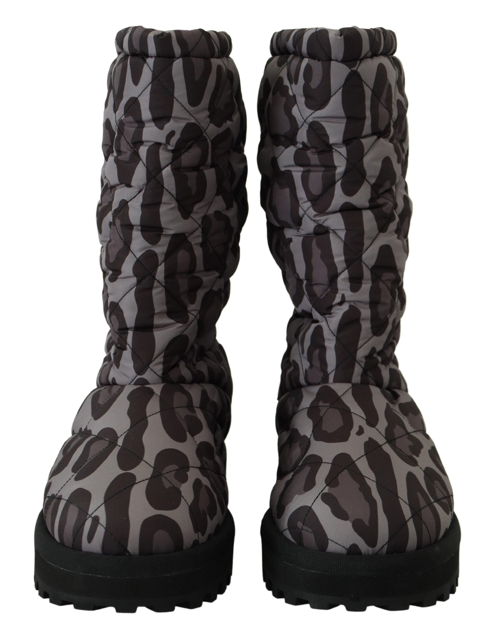 Dolce & Gabbana Gray Leopard Boots Padded Mid Calf Shoes - DEA STILOSA MILANO