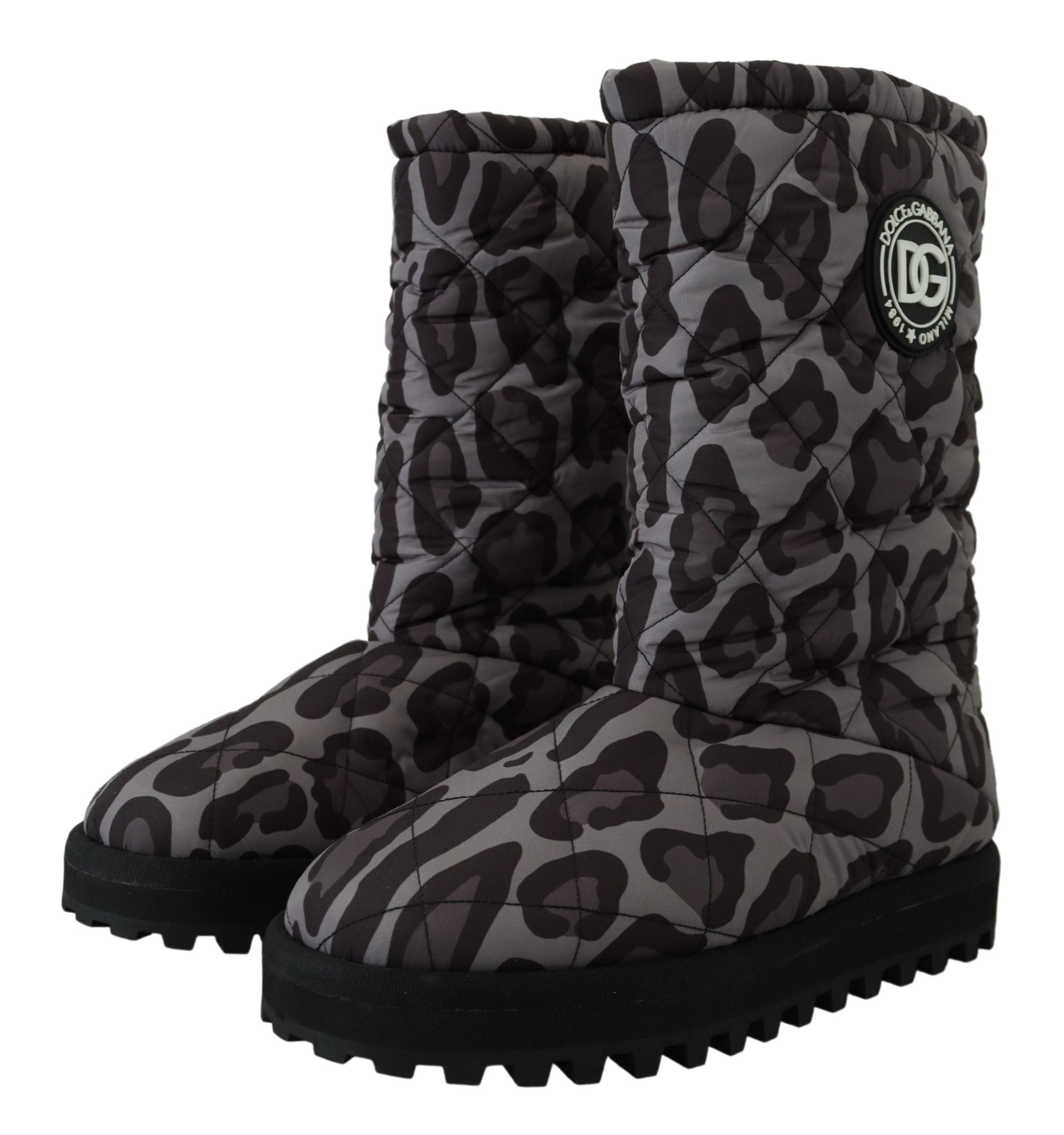 Dolce & Gabbana Gray Leopard Boots Padded Mid Calf Shoes - DEA STILOSA MILANO