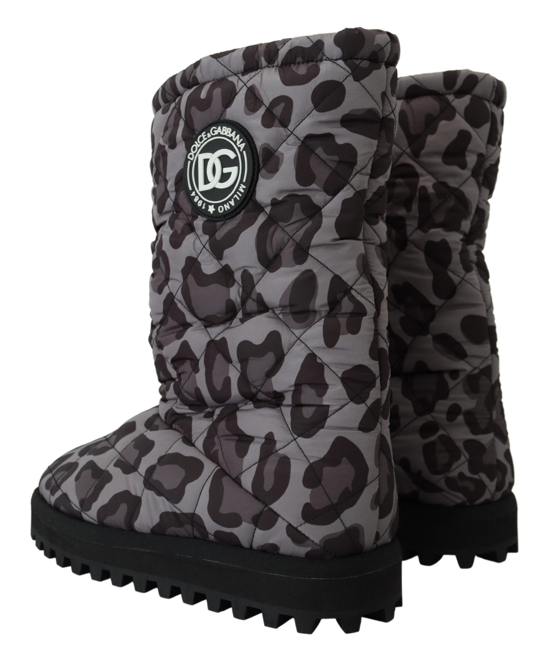 Dolce & Gabbana Gray Leopard Boots Padded Mid Calf Shoes - DEA STILOSA MILANO