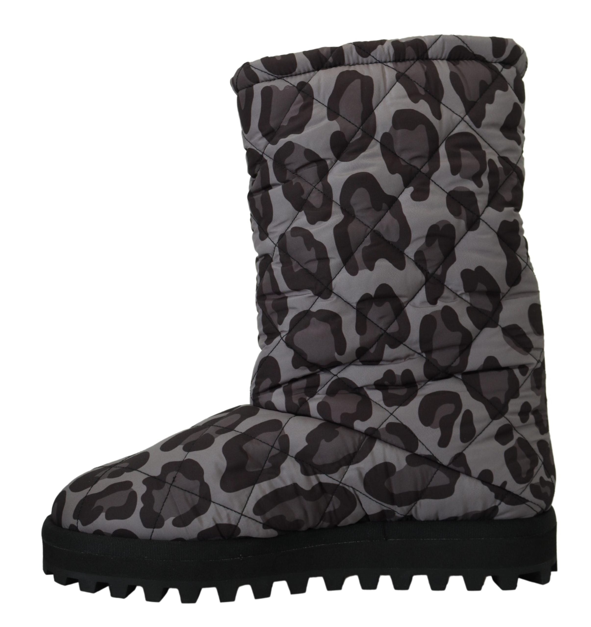Dolce & Gabbana Gray Leopard Boots Padded Mid Calf Shoes - DEA STILOSA MILANO