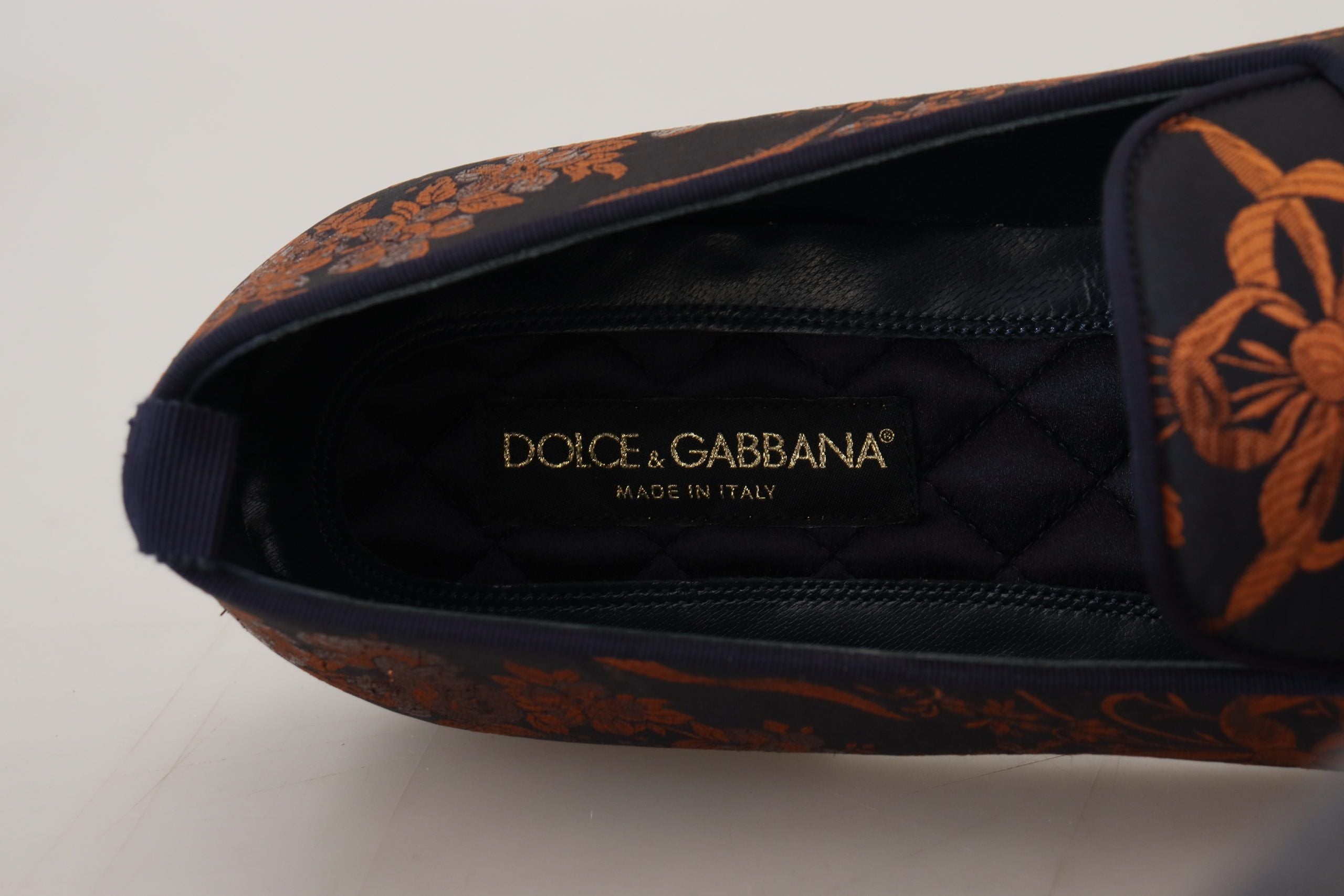 Dolce & Gabbana Blue Rust Floral Slippers Loafers Shoes - DEA STILOSA MILANO
