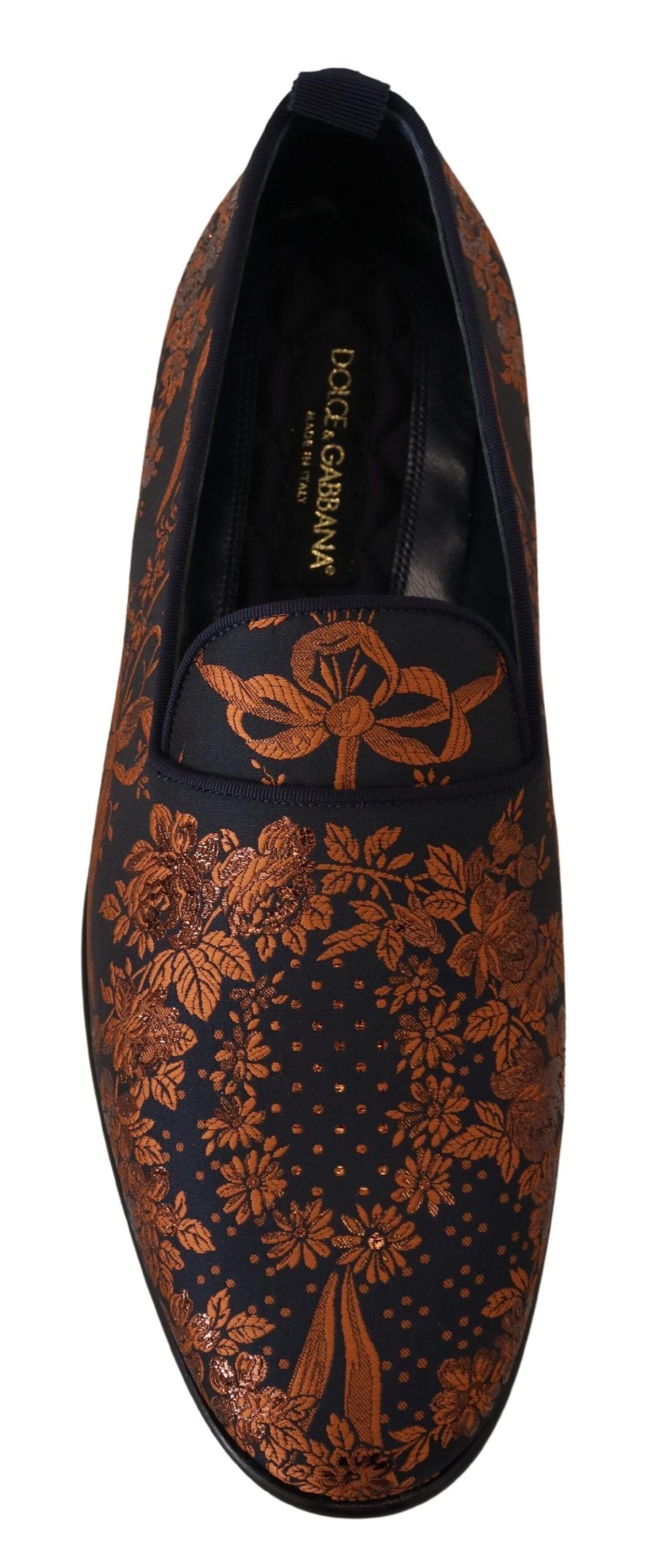 Dolce & Gabbana Blue Rust Floral Slippers Loafers Shoes - DEA STILOSA MILANO