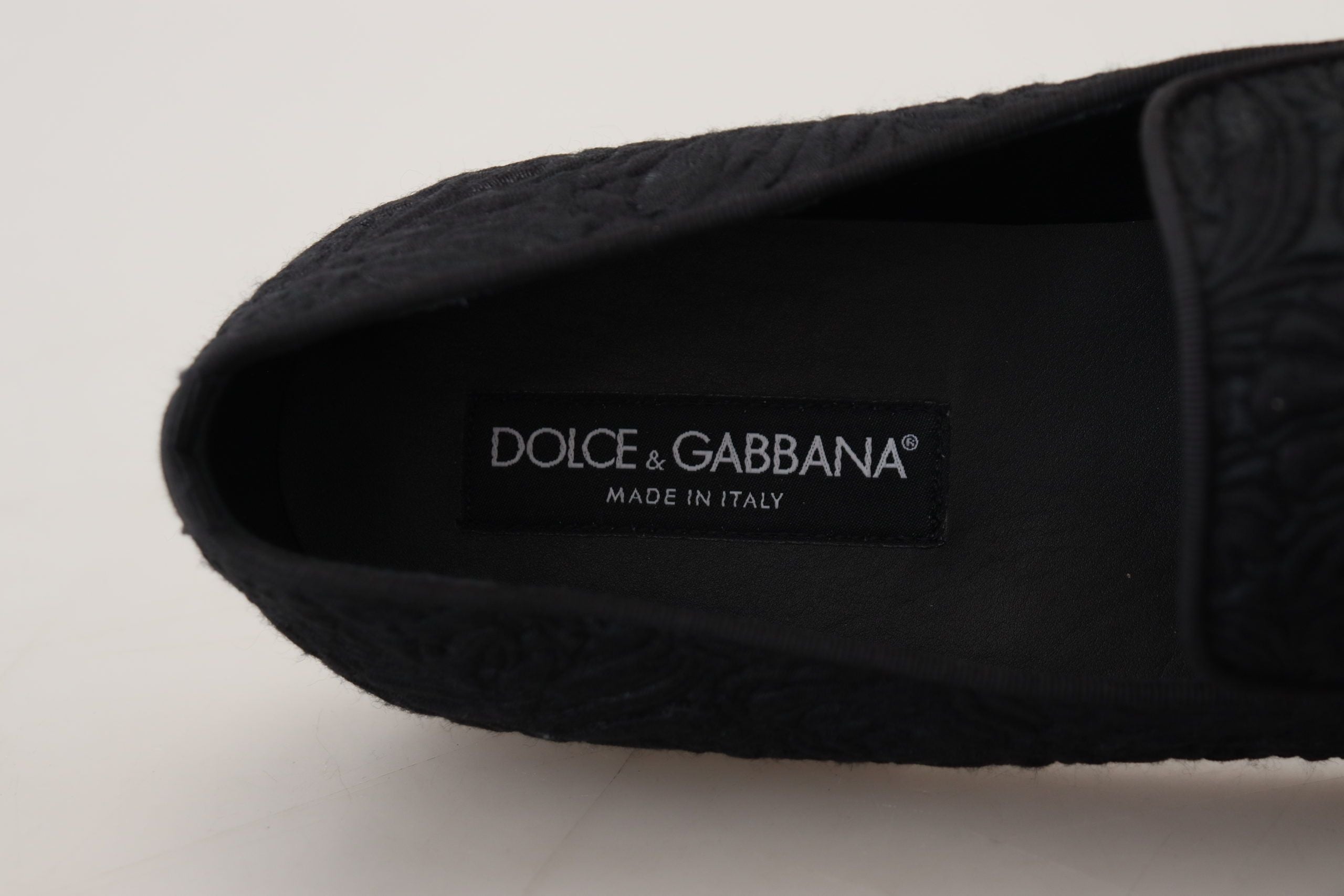 Dolce & Gabbana Black Floral Jacquard Slippers Loafers Shoes - DEA STILOSA MILANO