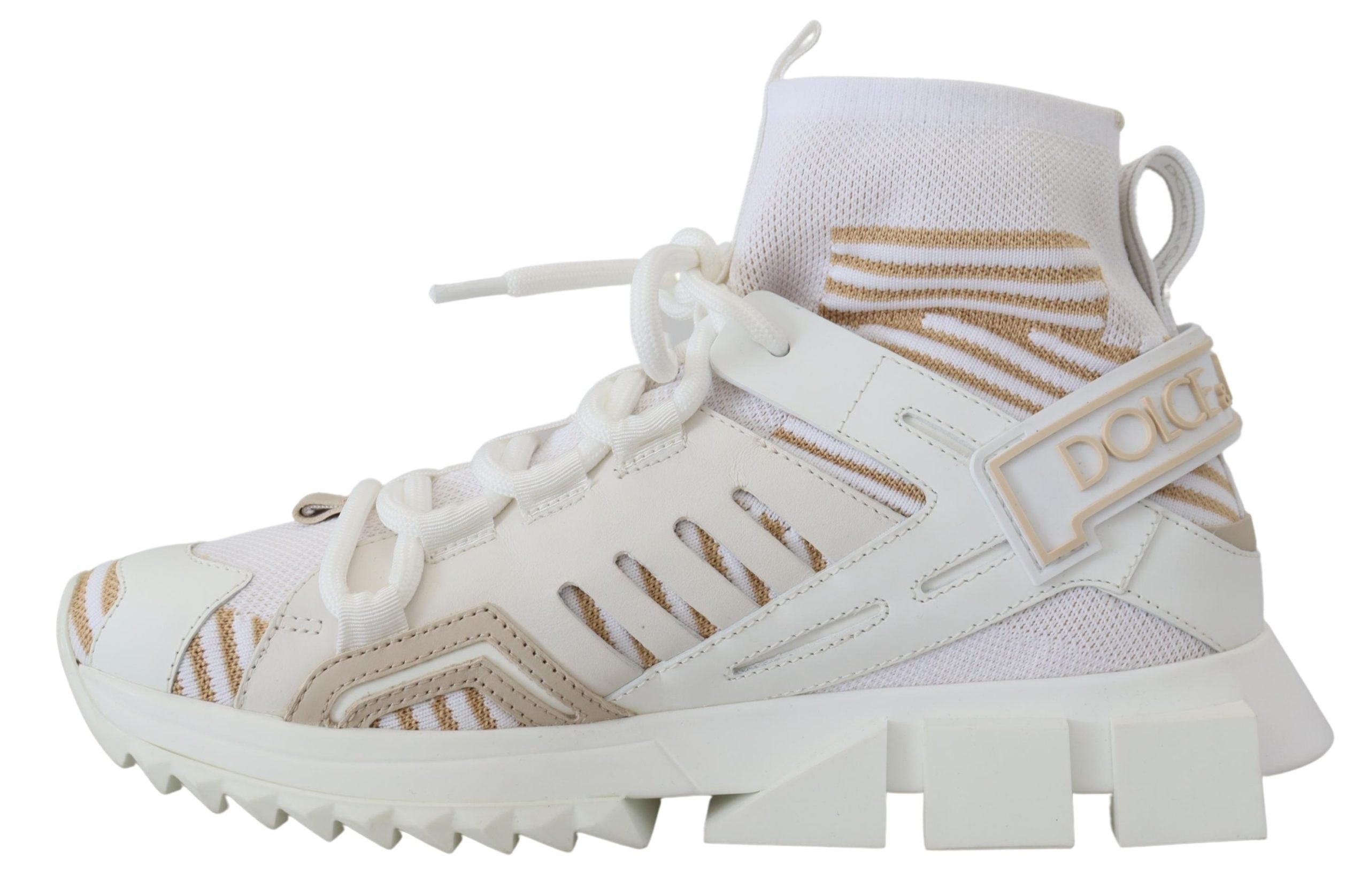Dolce & Gabbana White Beige Sorrento Sneakers Shoes - DEA STILOSA MILANO