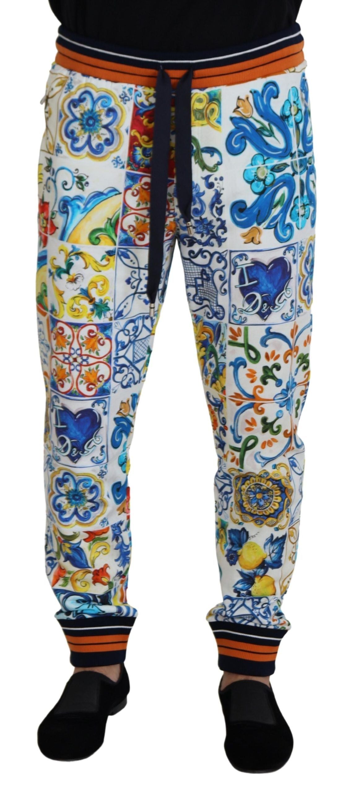Dolce & Gabbana Majolica Print Cotton Sport Trousers - DEA STILOSA MILANO