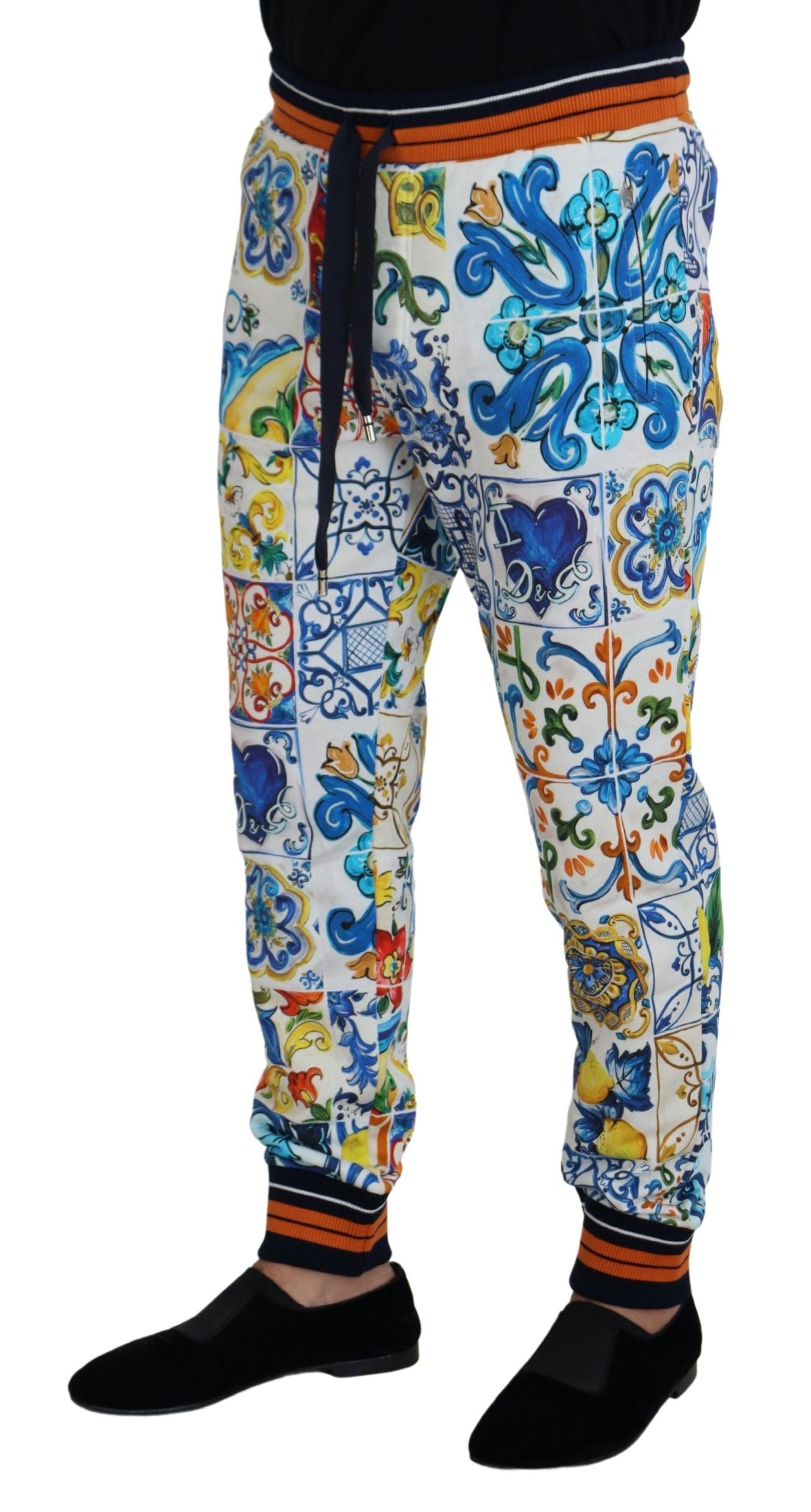 Dolce & Gabbana Majolica Print Cotton Sport Trousers - DEA STILOSA MILANO
