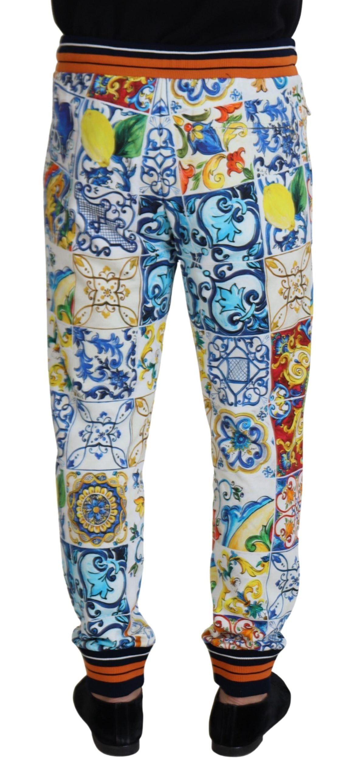 Dolce & Gabbana Majolica Print Cotton Sport Trousers - DEA STILOSA MILANO