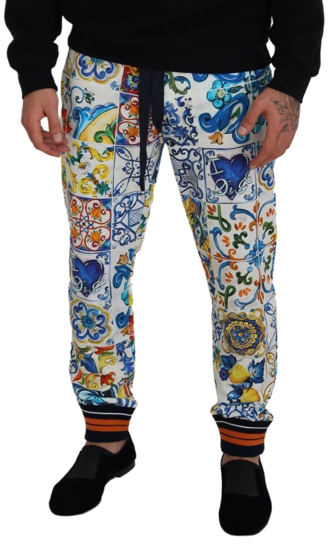 Dolce & Gabbana Majolica Print Cotton Sport Trousers - DEA STILOSA MILANO